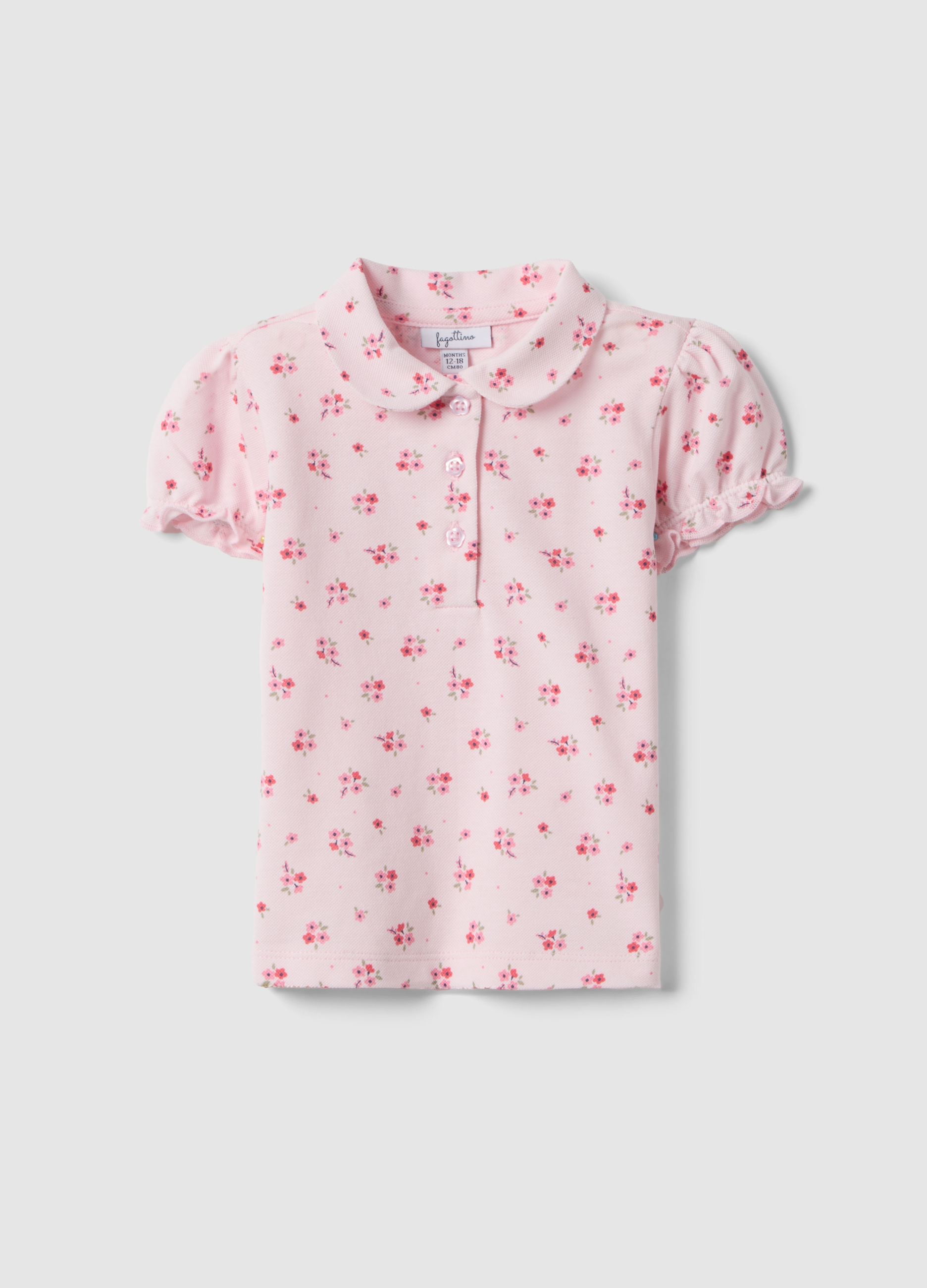 FAGOTTINO, Polo Rosa De Niña De Algodón Puro Con Motivo Floral, Ajuste Regular, Niña, Rosa Claro, Talla: 24-30
