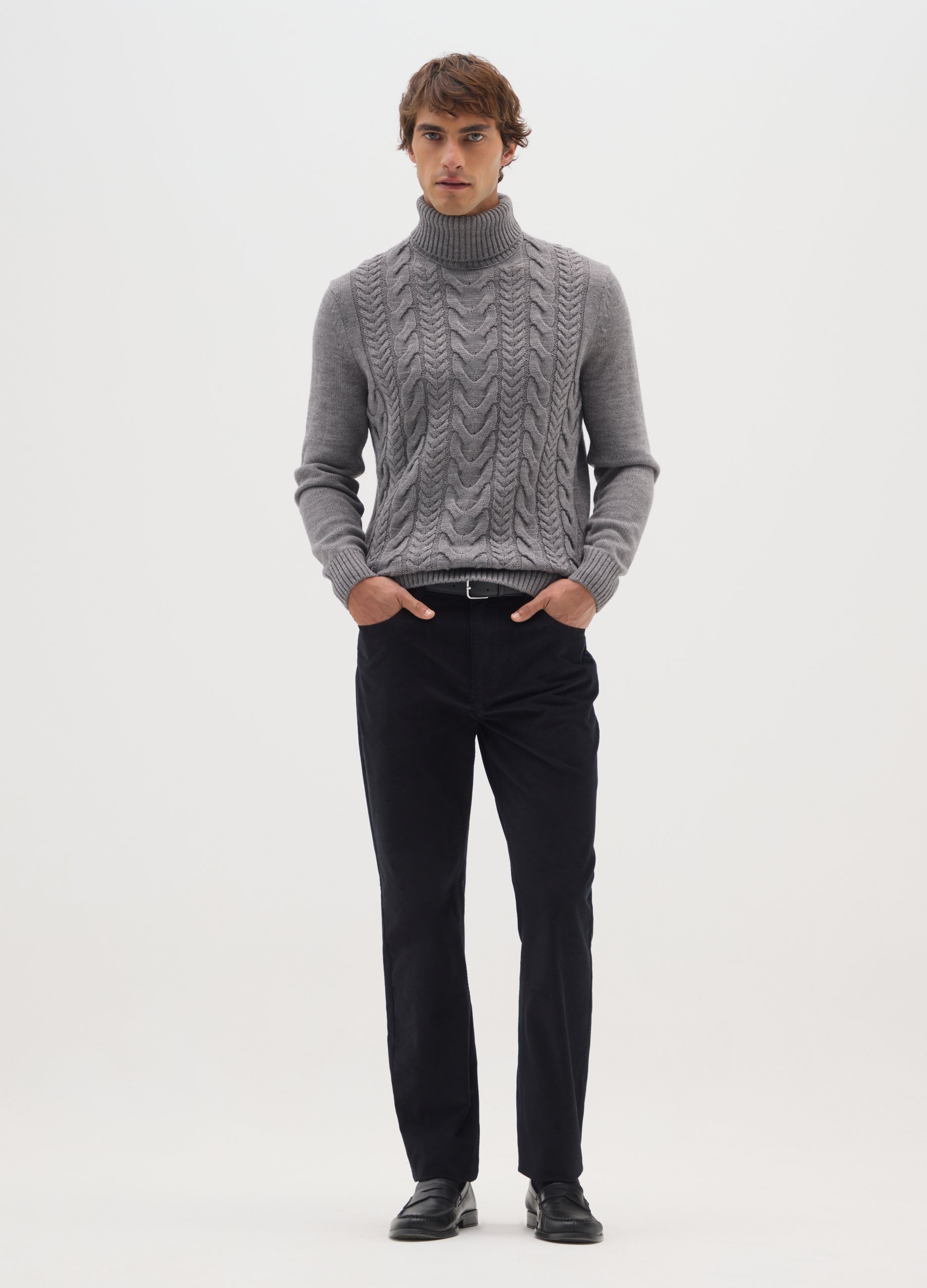 Pantalones Negros Slim Fit De Algodón Elástico, Hombre, Gunmetal, Talla: 48