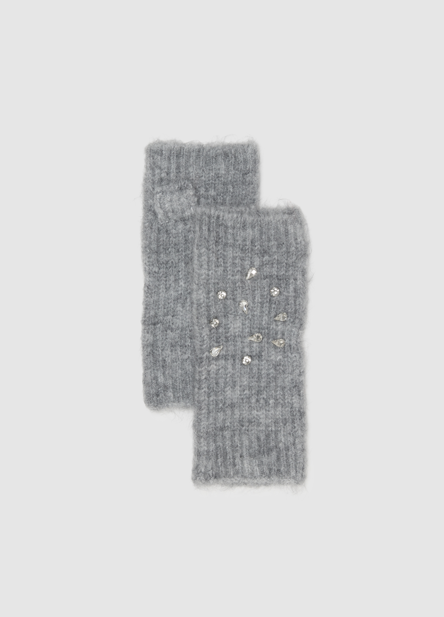 OVS, Guanti Fingerless Grigi Con Brillantini, Donna, Grigio, Taglia: ONE SIZE