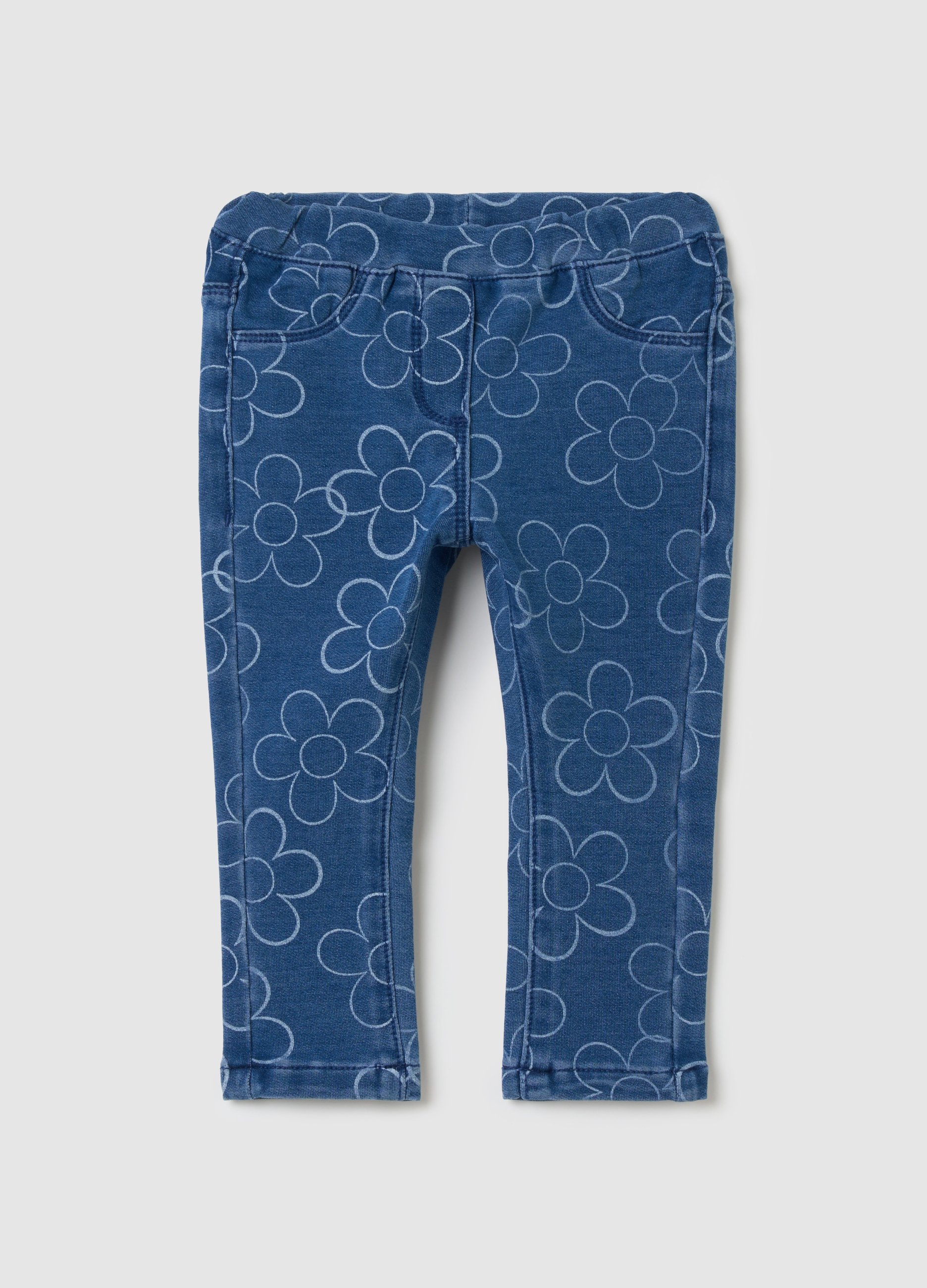 FAGOTTINO, Treggings Con Stampa Fiori, Bambina, Blu, Taglia: 24-30