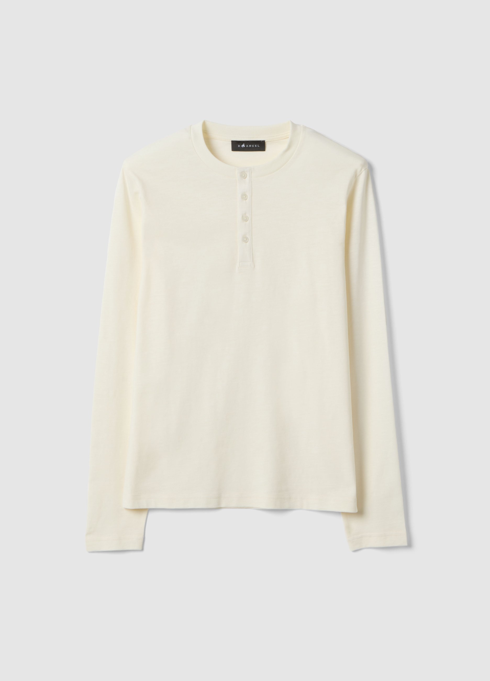 B.ANGEL, Jersey Beige De Algodón Puro Corte Regular Con Botones, Hombre, Beige Jaspeado, Talla: XS