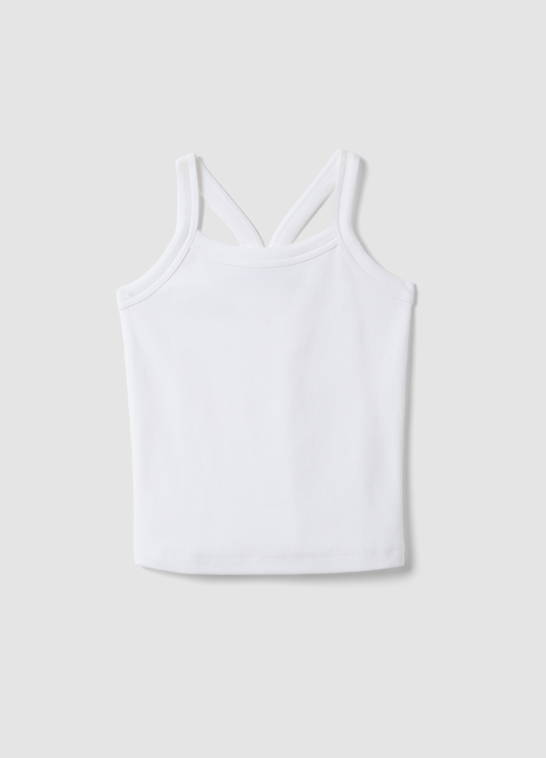 OVS KIDS, Tank Top Fitted Bianco In Cotone Elasticizzato A Coste Da Ragazza, Niña, Blanco, Talla: 12-13