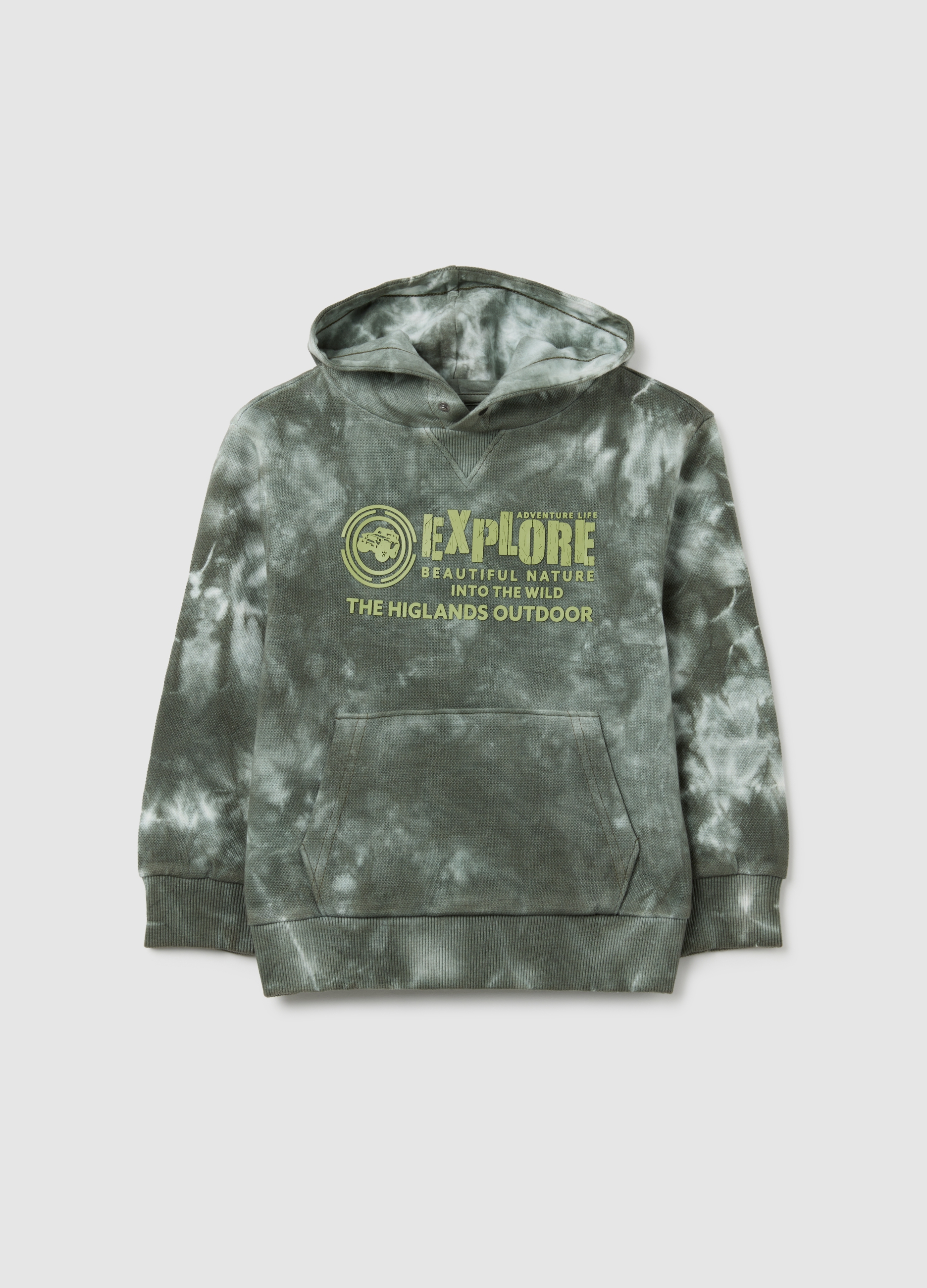 Sudadera Infantil En Algodón Puro Verde Con Ajuste Holgado, Niño, Green/White, Talla: 7-8