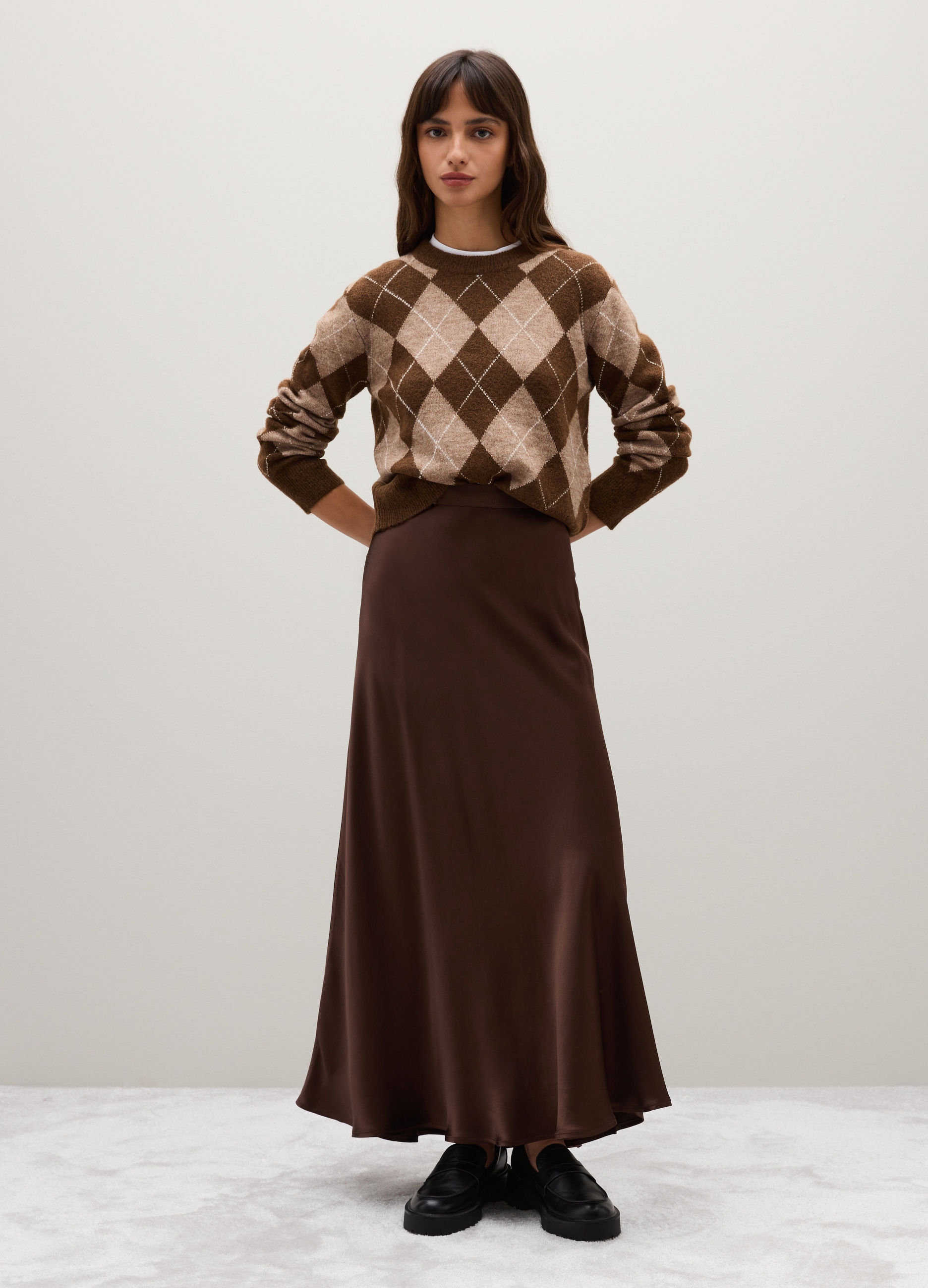 Piombo Contemporary, Jersey De Mezcla De Lana Multicolor Corte Regular, Mujer, Marrón beige, Talla: 38