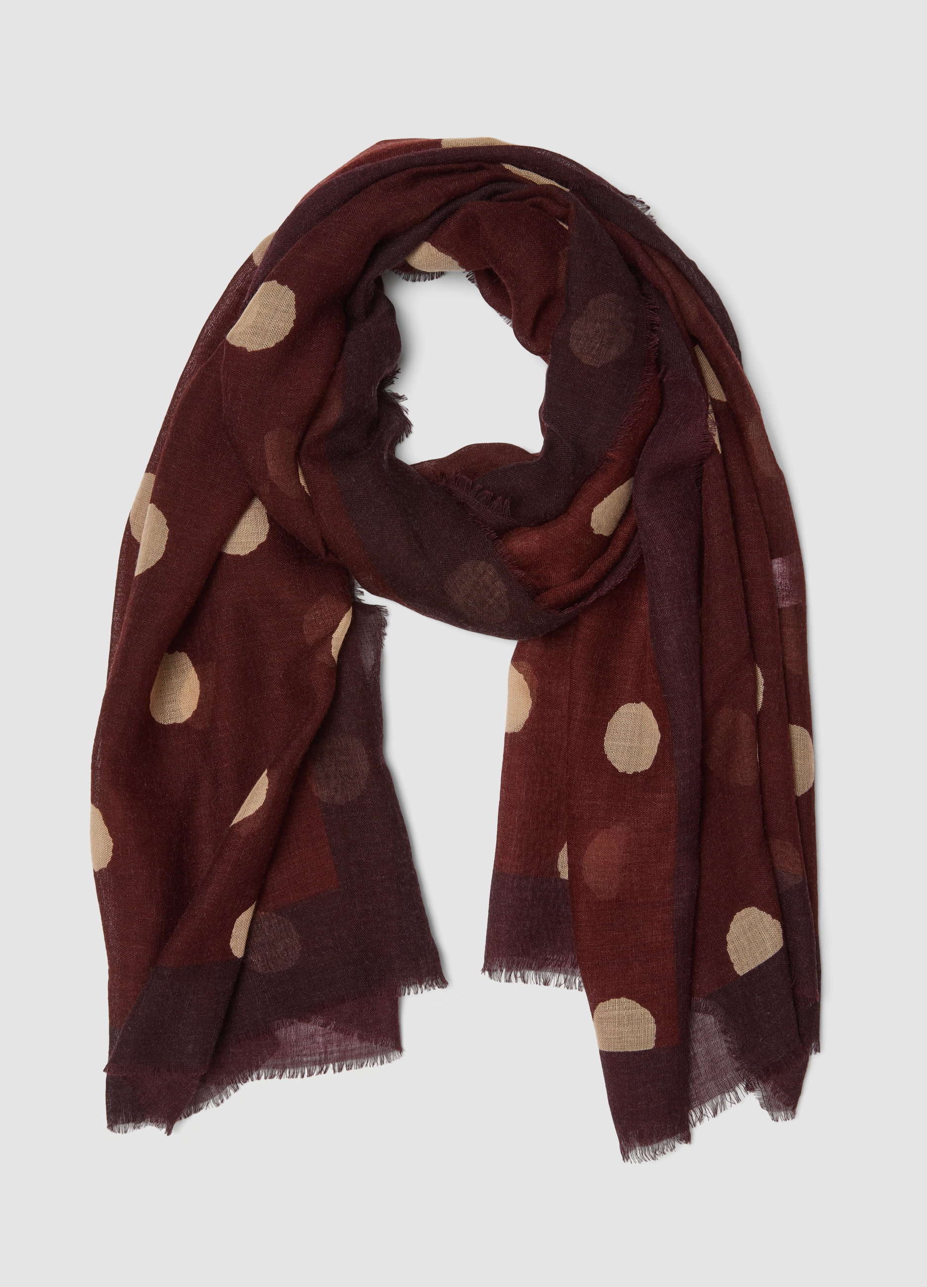 OVS, Sciarpa Marrone In Misto Lana A Pois, Donna, Marrone, Taglia: ONE SIZE