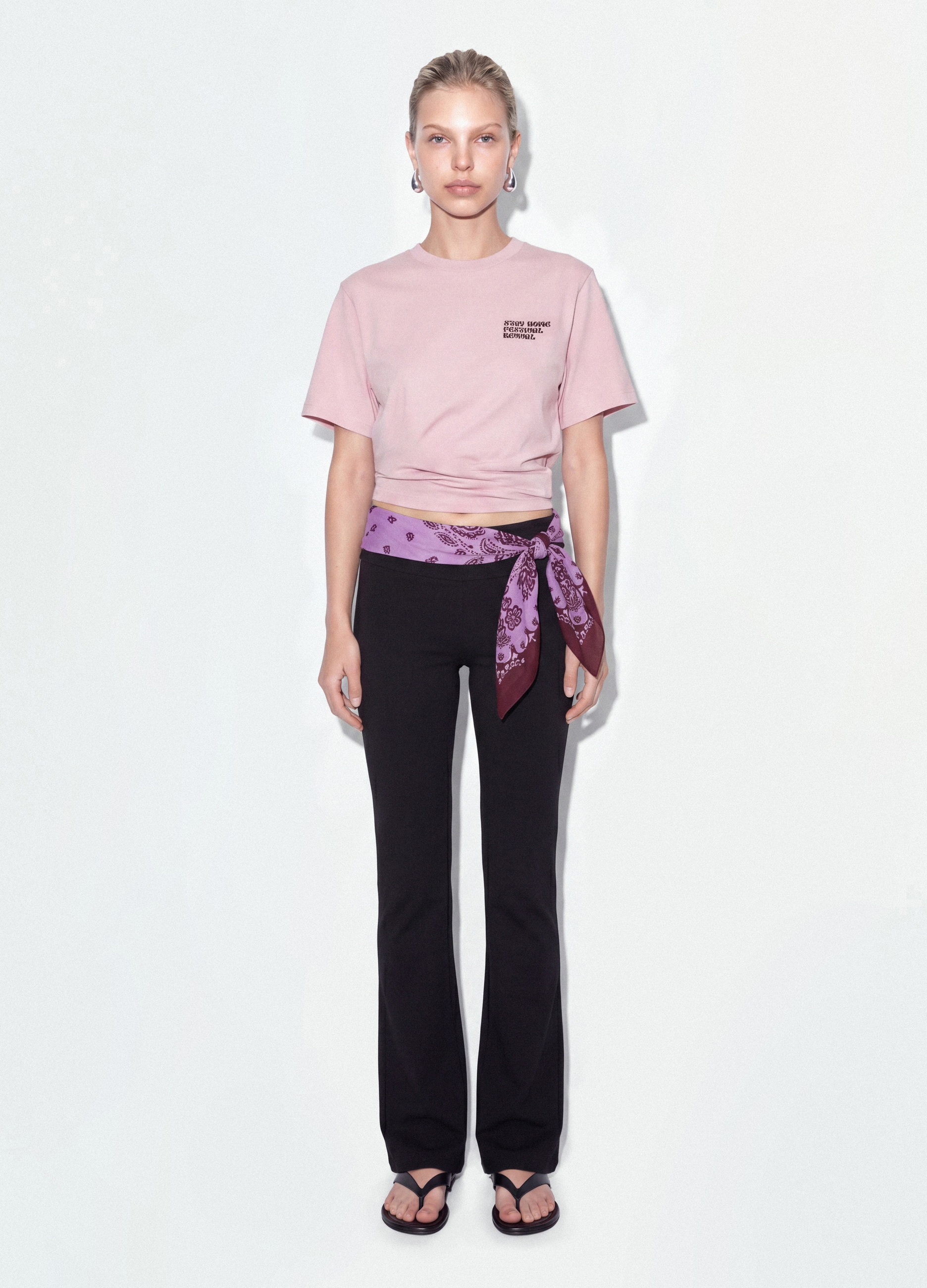 B.ANGEL, Pantaloni Flare Neri In Cotone Elasticizzato, Donna, Nero, Taglia: L