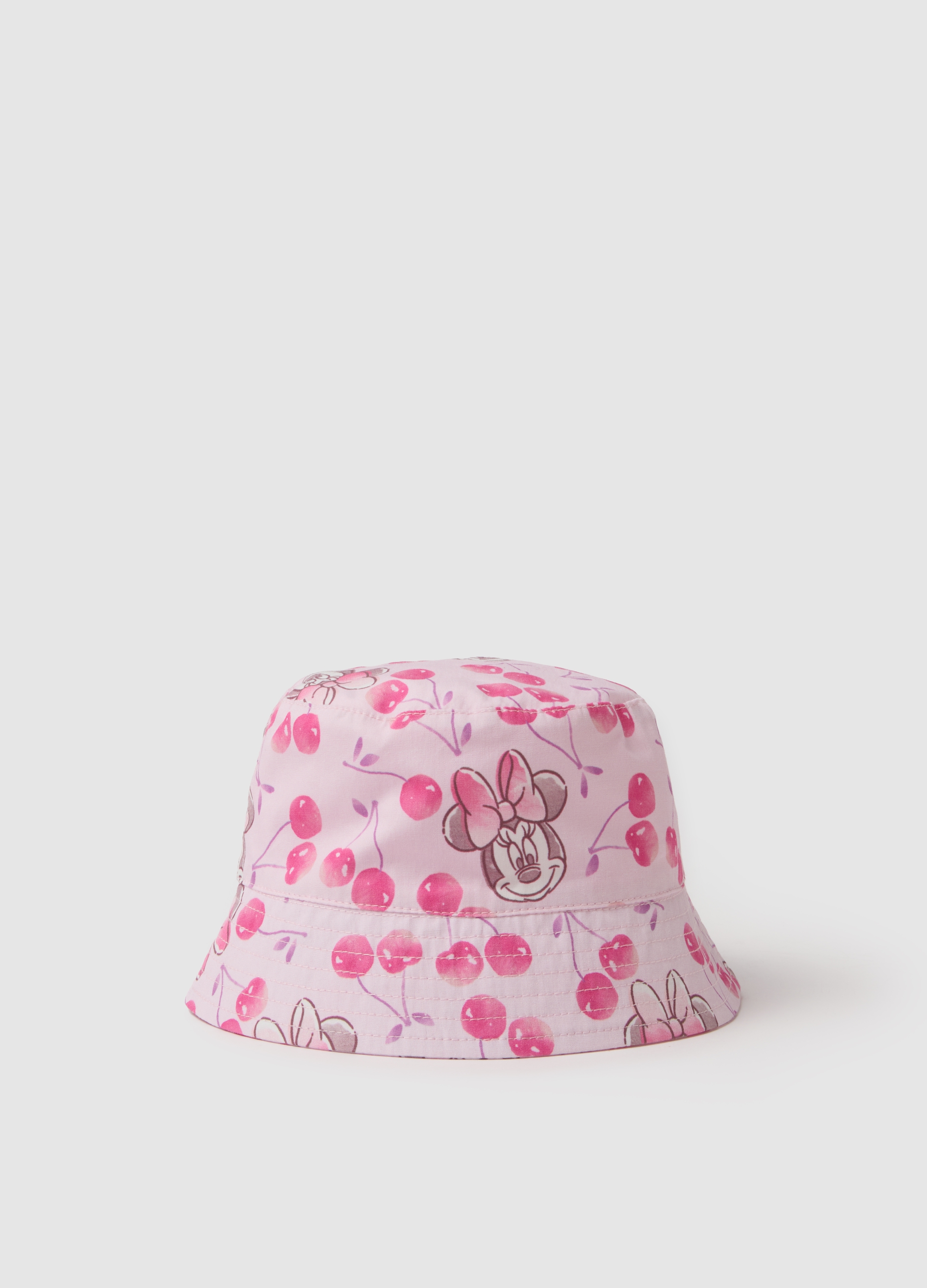 FAGOTTINO, Sombrero De Cubo Rosa De Algodón Puro Para Niñas Con Minnie Y Cerezas, Niña, Rosa Claro, Talla: 42-44