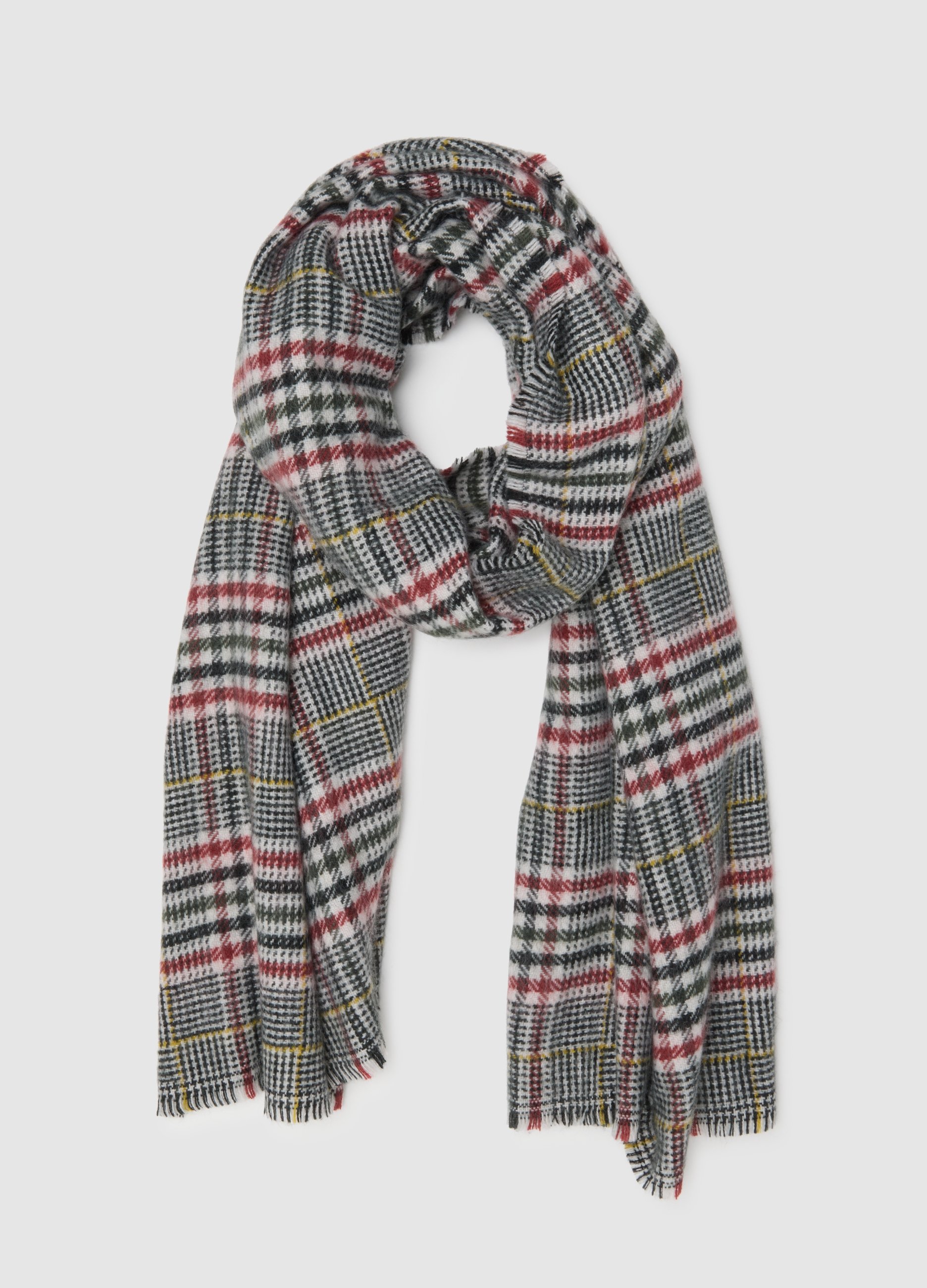 Bufanda De Cuadros Multicolor, Hombre, Gris/rojo, Talla: FASUL