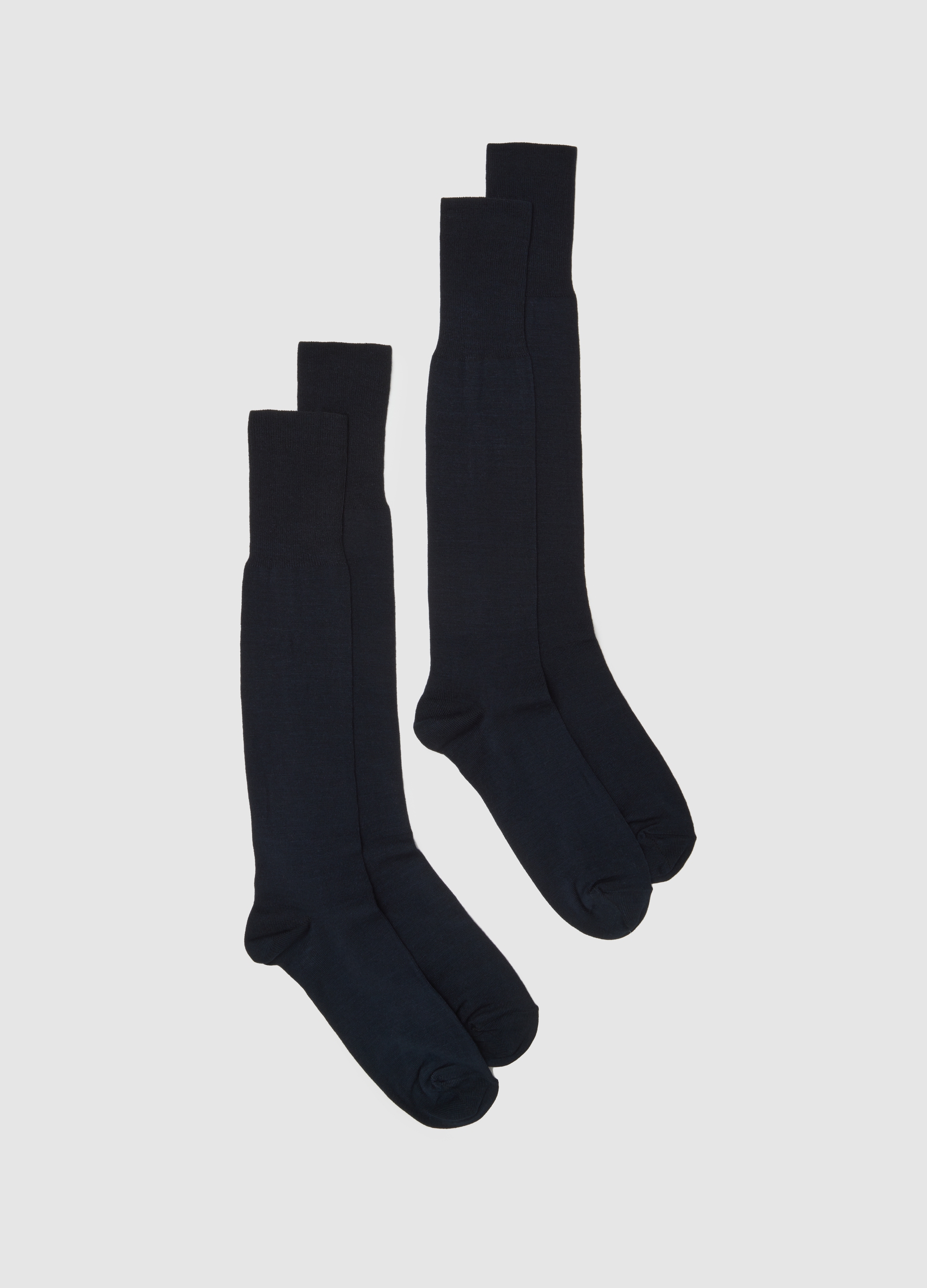 Doble Paquete De Calcetines Largos Azules Elásticos, Hombre, Azul marino, Talla: 42/43