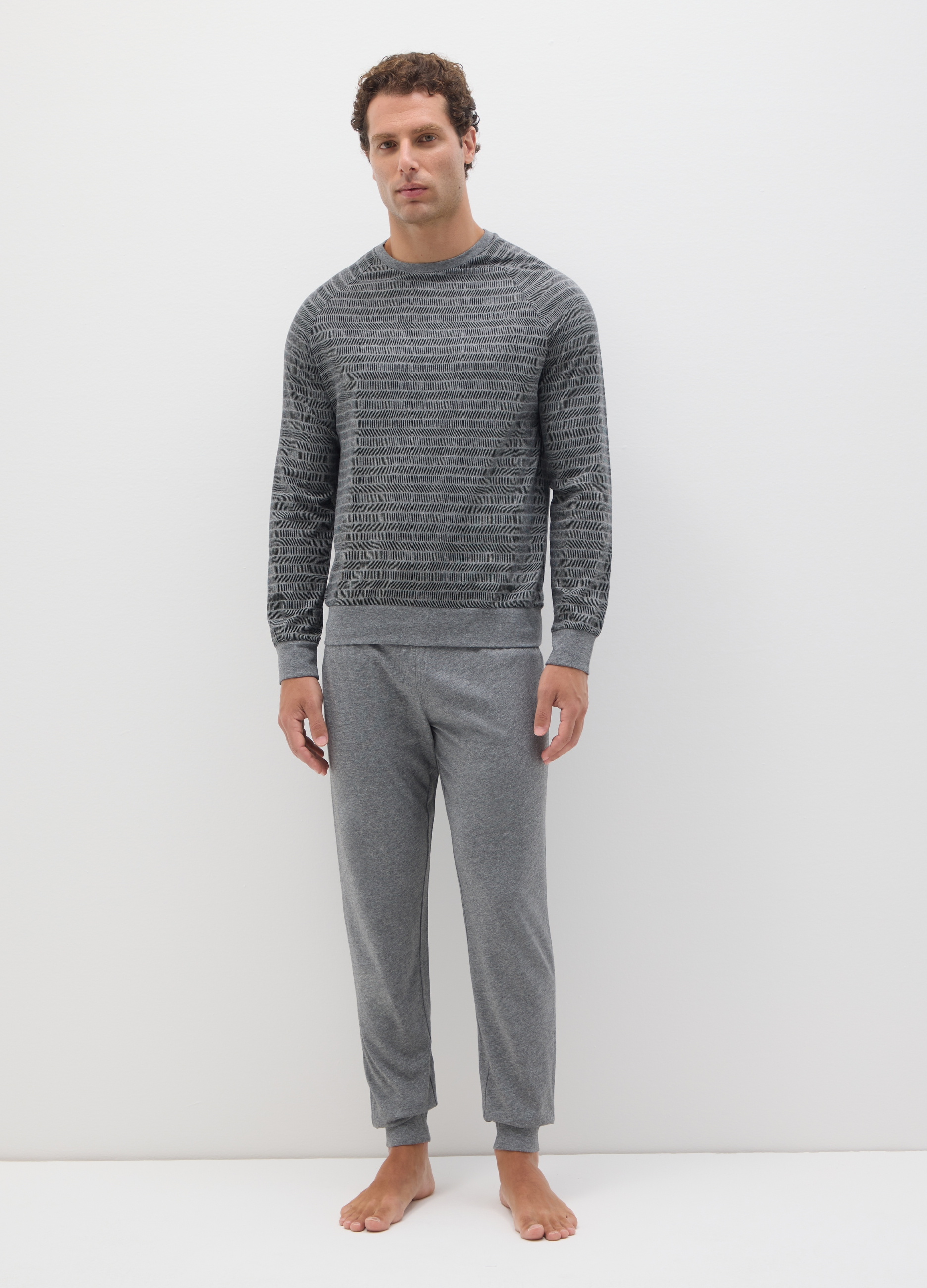 Pijama Gris En Puro Algodón Regular Fit, Hombre, Gris jaspeado, Talla: S
