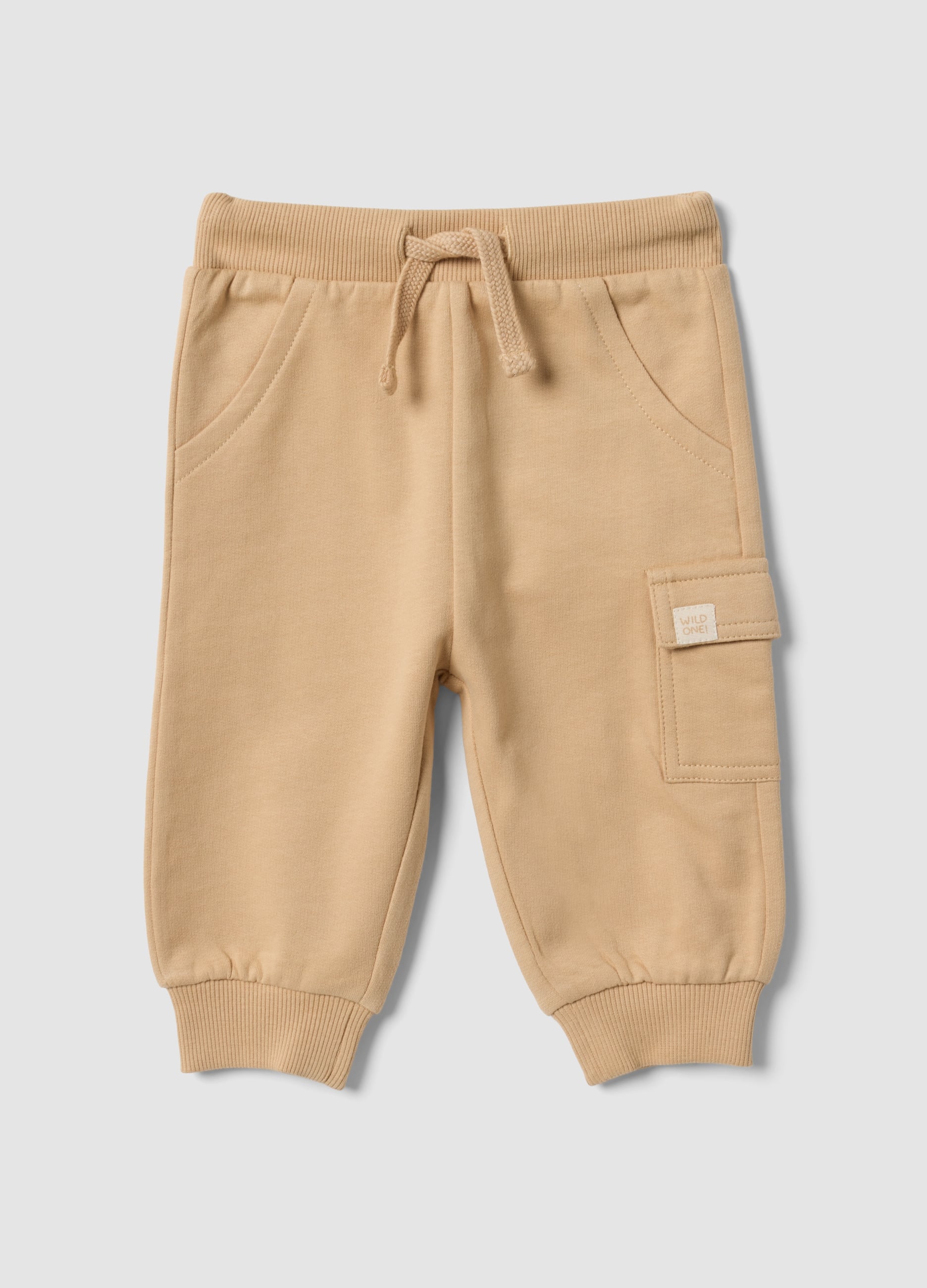 FAGOTTINO, Pantaloni Cargo Beige In Puro Cotone Organico Con Coulisse Per Neonato, Beige, Taglia: 1-3