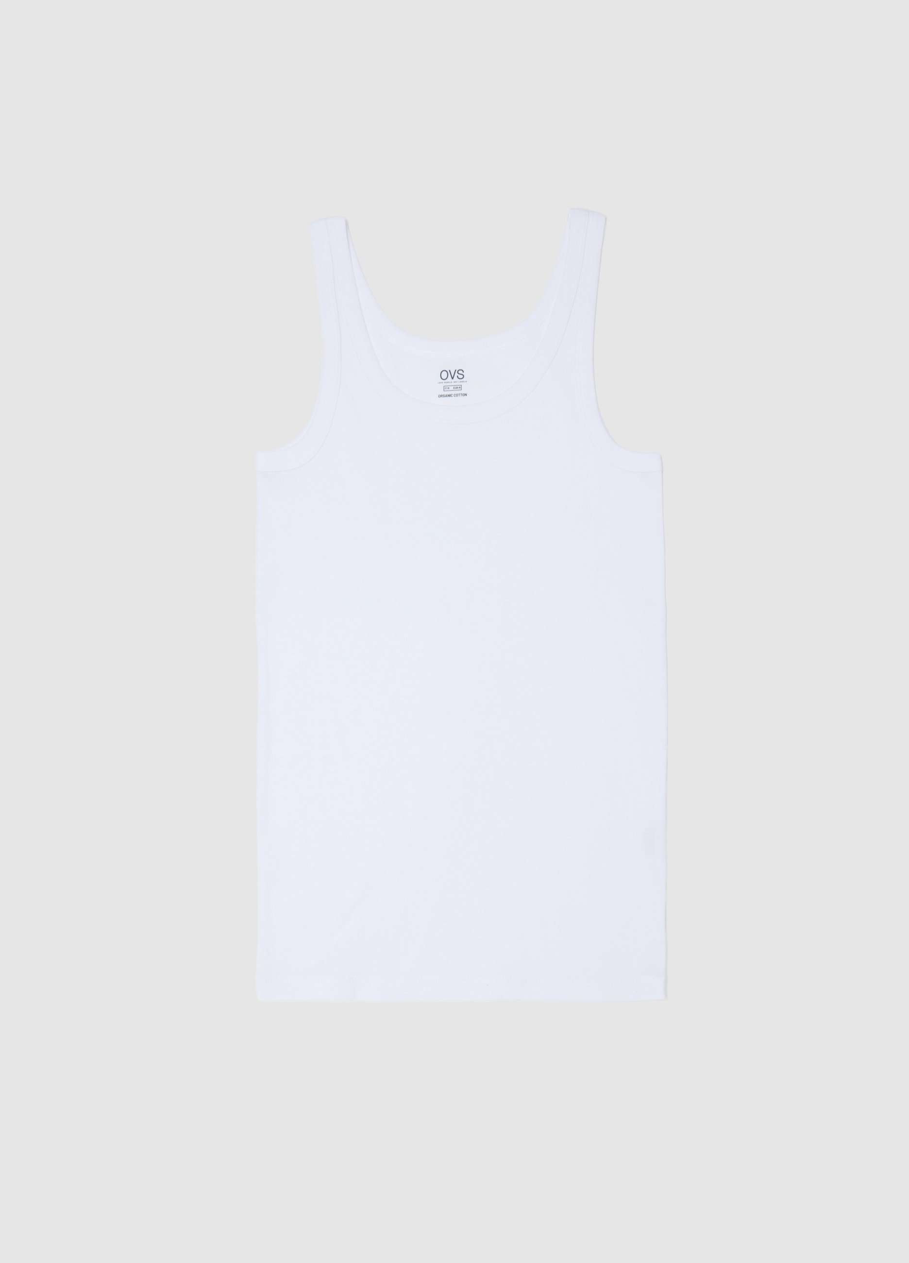 Camiseta Sin Mangas Blanca De Puro Algodón Ajuste Regular, Hombre, Blanco óptico, Talla: M