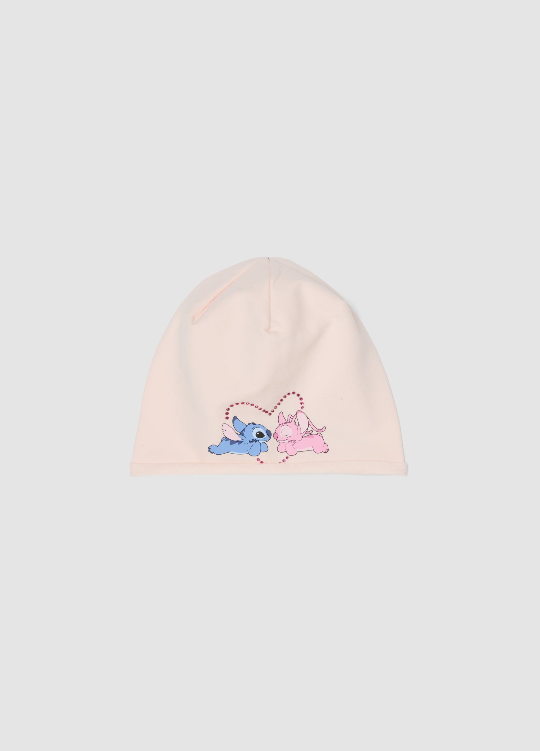 DISNEY, Cappello Rosa In Cotone Elasticizzato Jersey Con Stampa Lilo & Stitch Per Bambina, Rosa, Taglia: 56