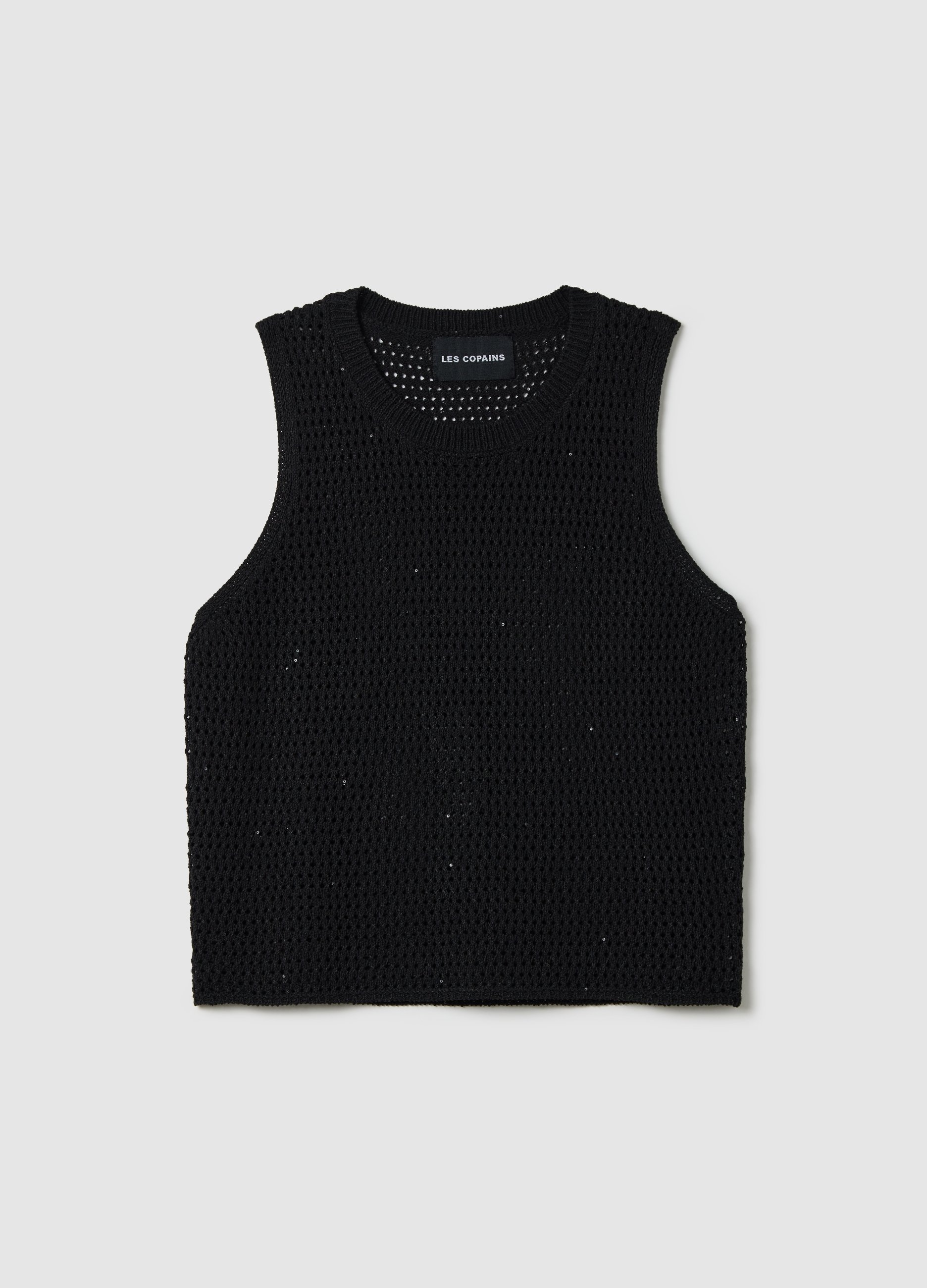 OVS, Tank Top Crochet Popcorn Stitch Nero, Donna, Nero, Taglia: S