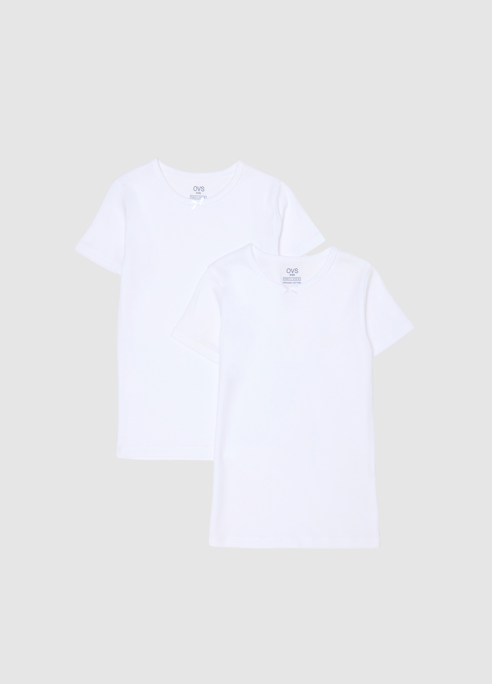 OVS KIDS, Bipack T-shirt Bianche Da Bambina In Puro Cotone Regular Fit, Unisex, Bianco, Taglia: 3-4