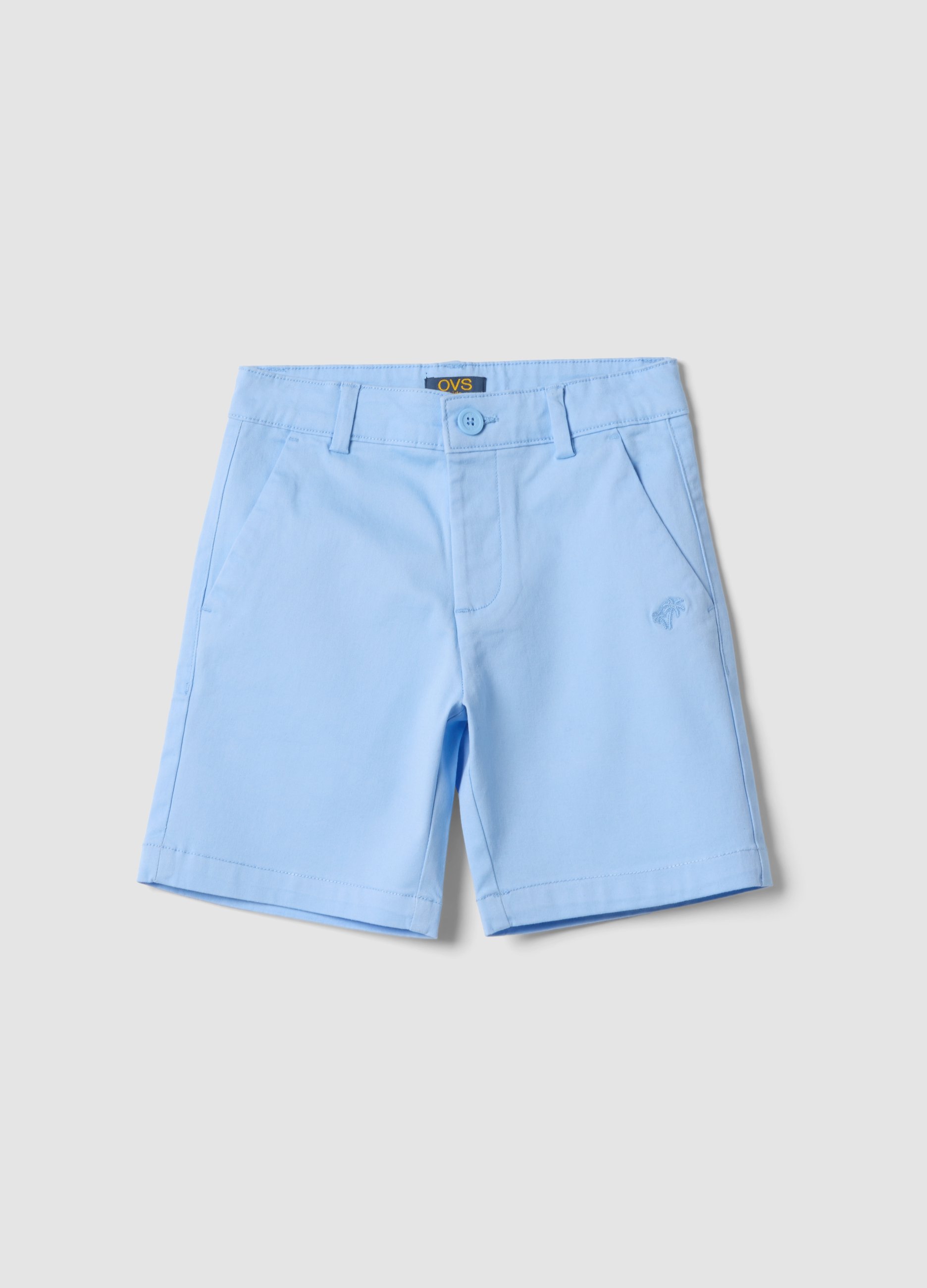 OVS KIDS, Bermudas Chino Azul Claro De Algodón Elástico Para Niño, Corte Regular, Niño, Azul Claro, Talla: 7-8