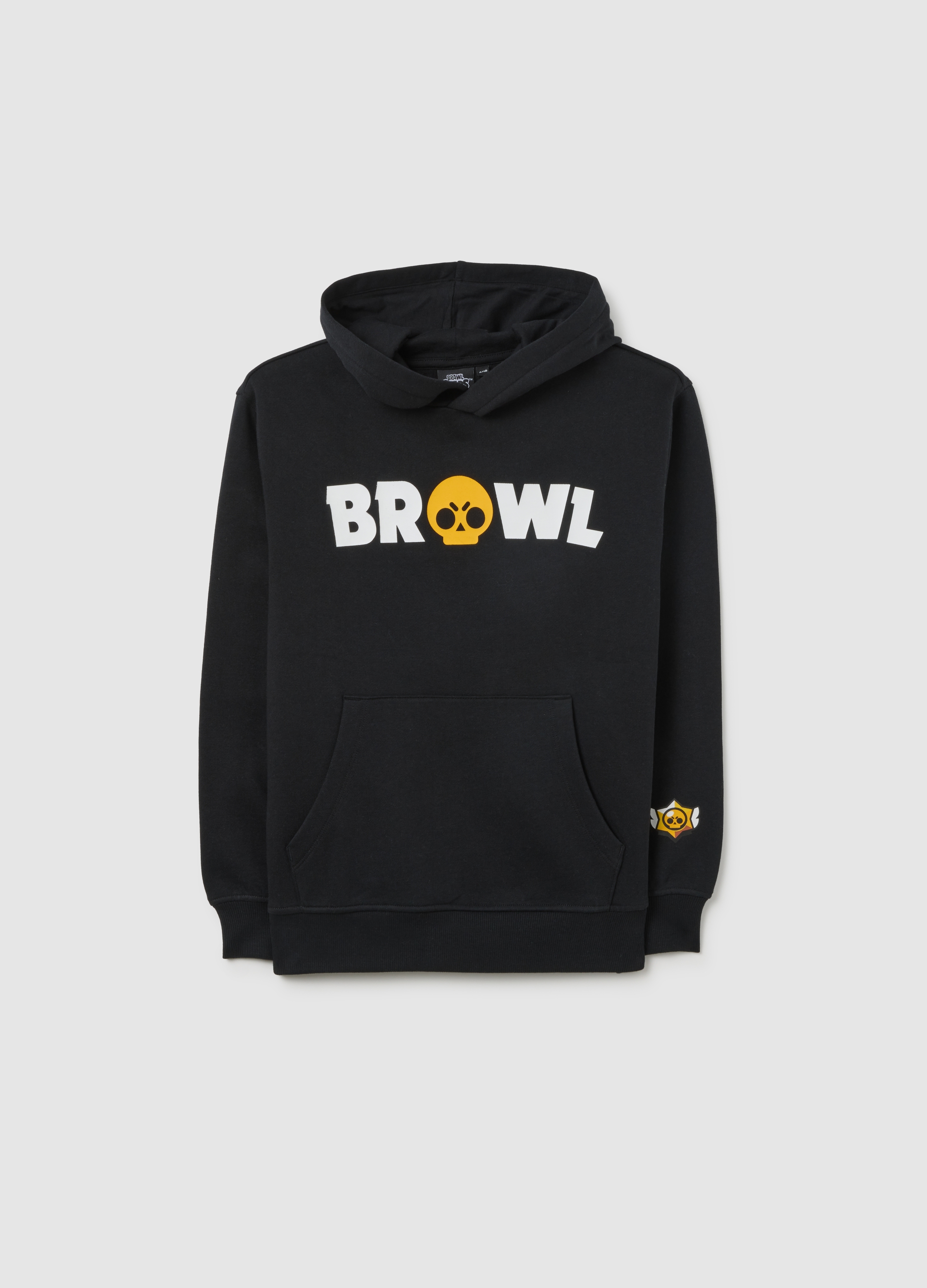 OVS KIDS, Felpa Nera Con Cappuccio Da Bambino In Puro Cotone Vestibilità Over, Nero, Taglia: 8-9