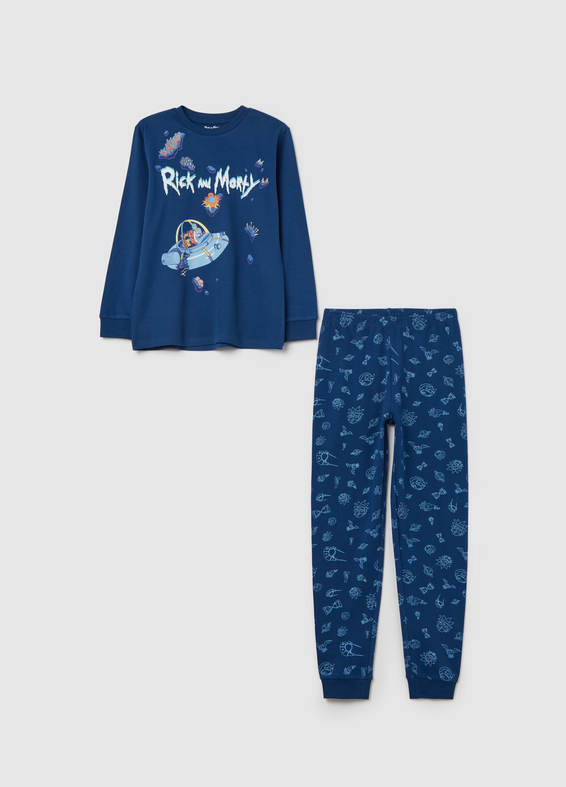 OVS KIDS, Pigiama In Cotone Bio Stampa Rick And Morty, Bambino, Blu, Taglia: 10-11