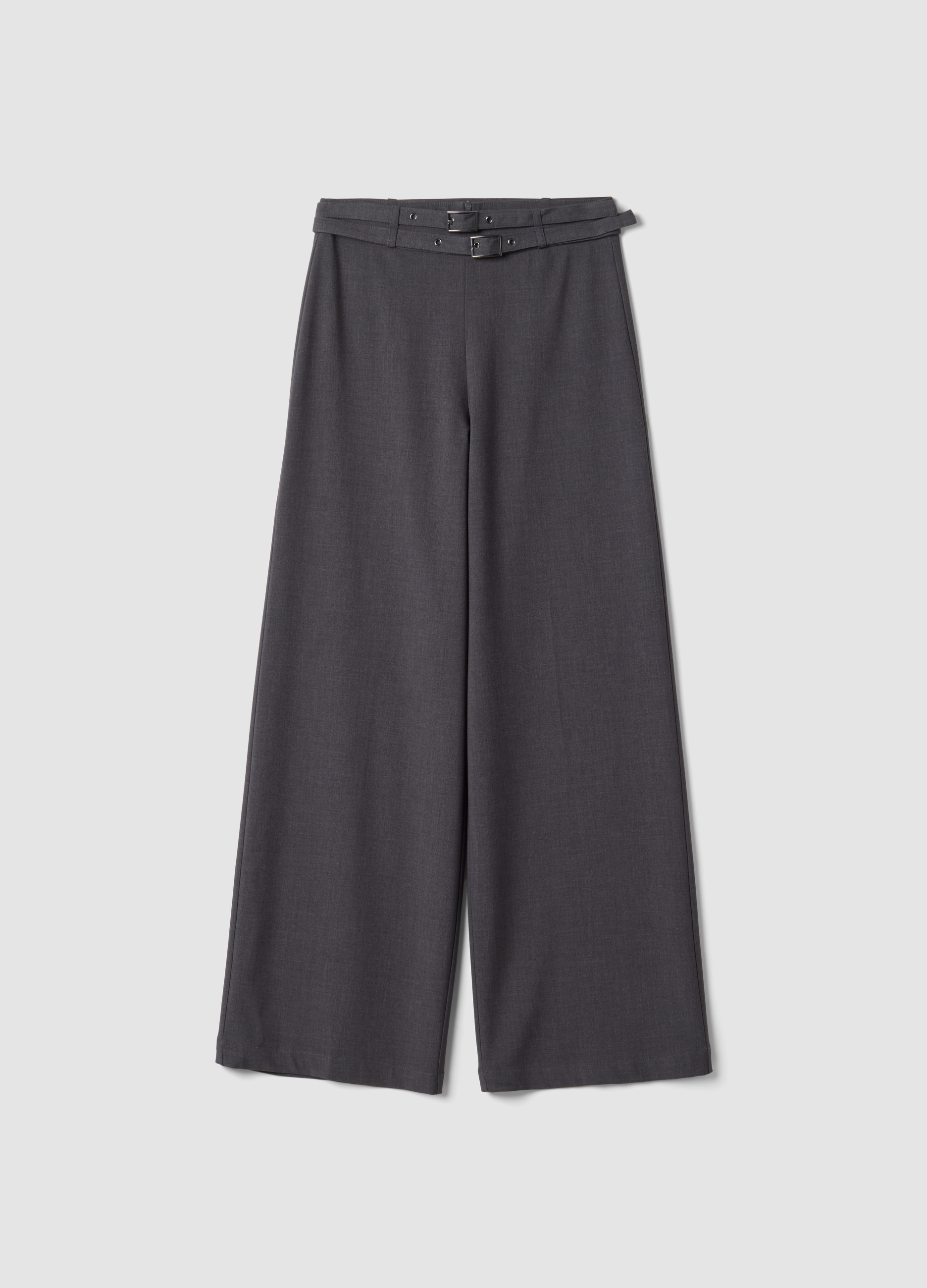 B.ANGEL, Pantaloni Formali Grigi In Viscosa Elasticizzata Con Cintura, Donna, Grigio, Taglia: 42