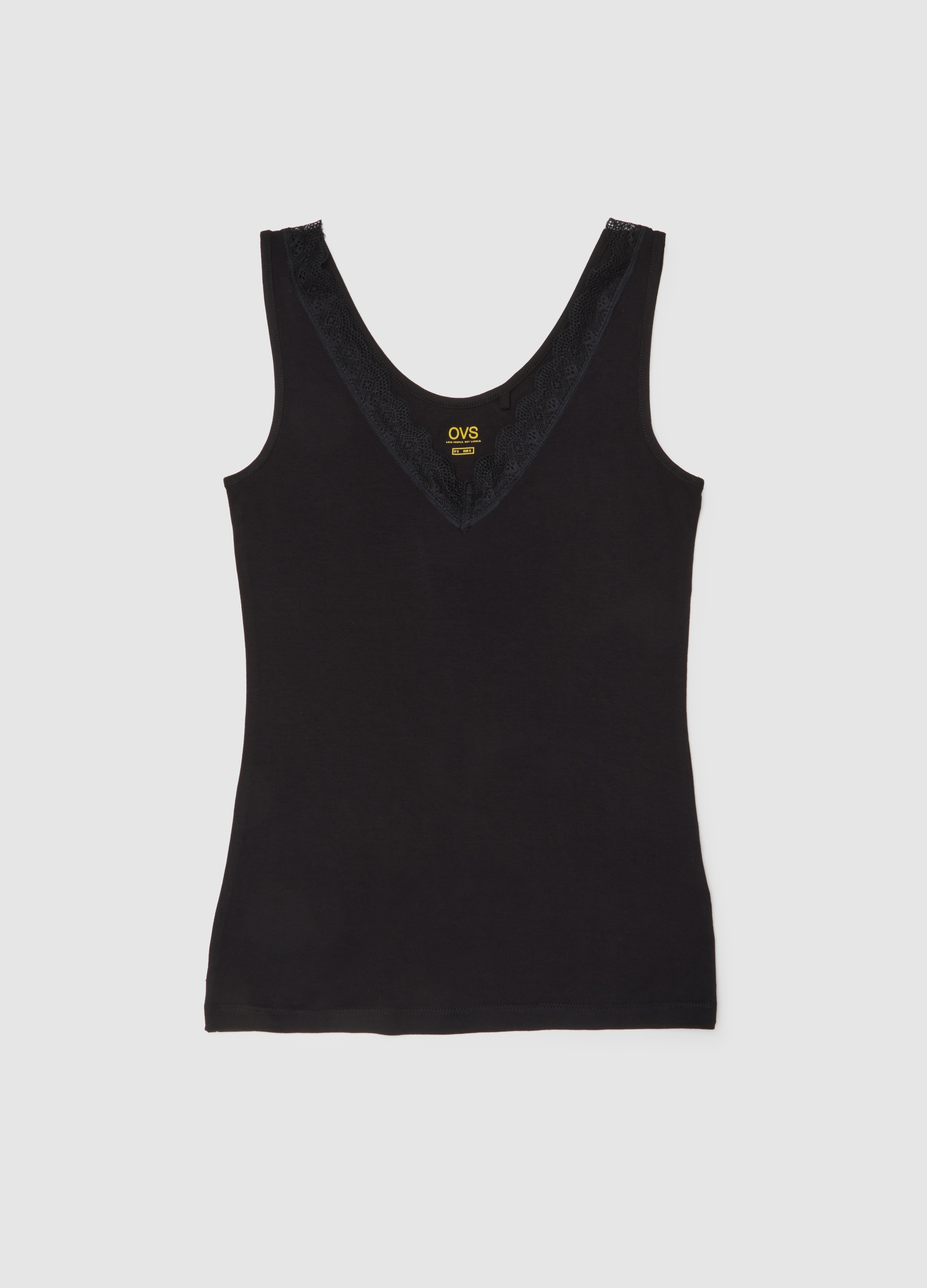 Camiseta De Tirantes Negra Regular Fit En Mezcla De Viscosa, Mujer, Gunmetal, Talla: L