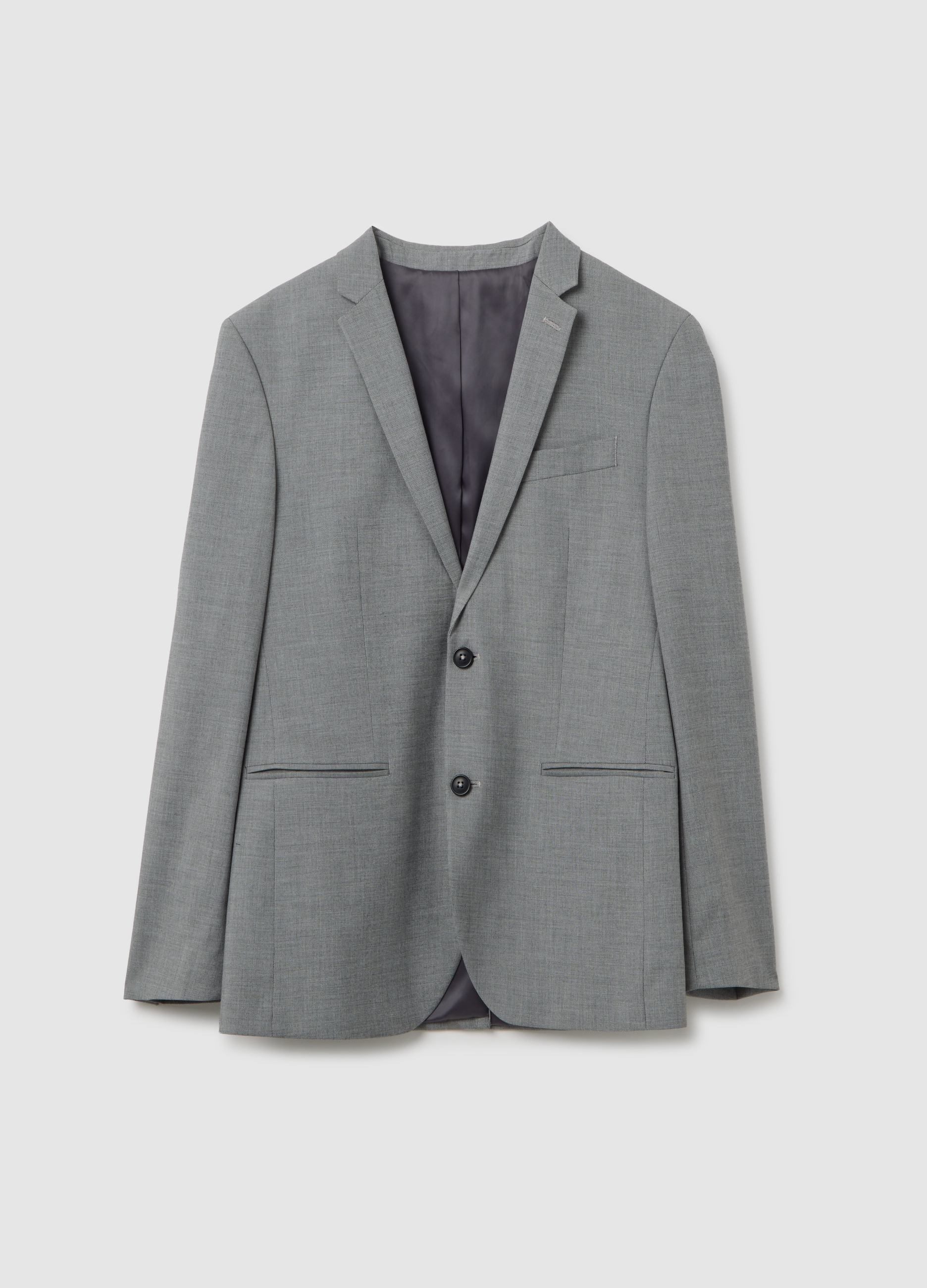 Blazer Grigio Slim Fit Con Bottoni, Hombre, Gris ceniza, Talla: 46