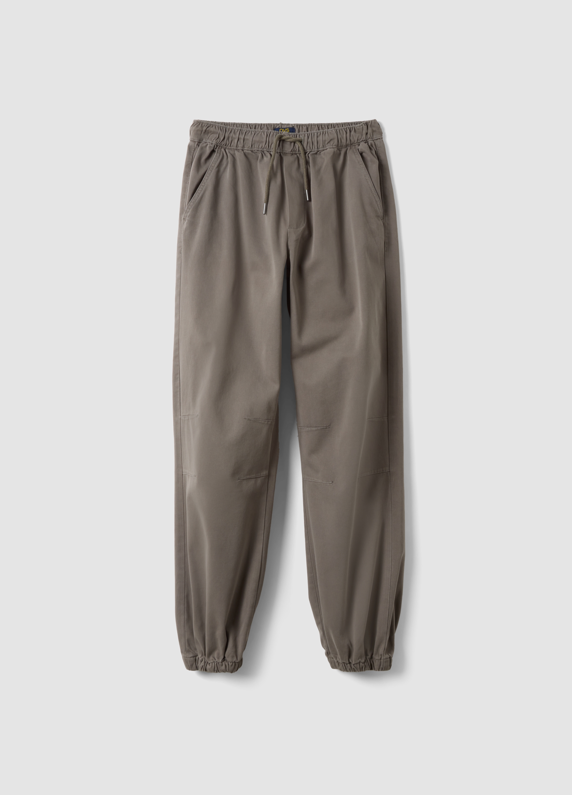 OVS KIDS, Jogger Grigi In Cotone Elasticizzato Con Fondo Elasticizzato Comfort Fit, Bambino, Grigio, Taglia: 11-12