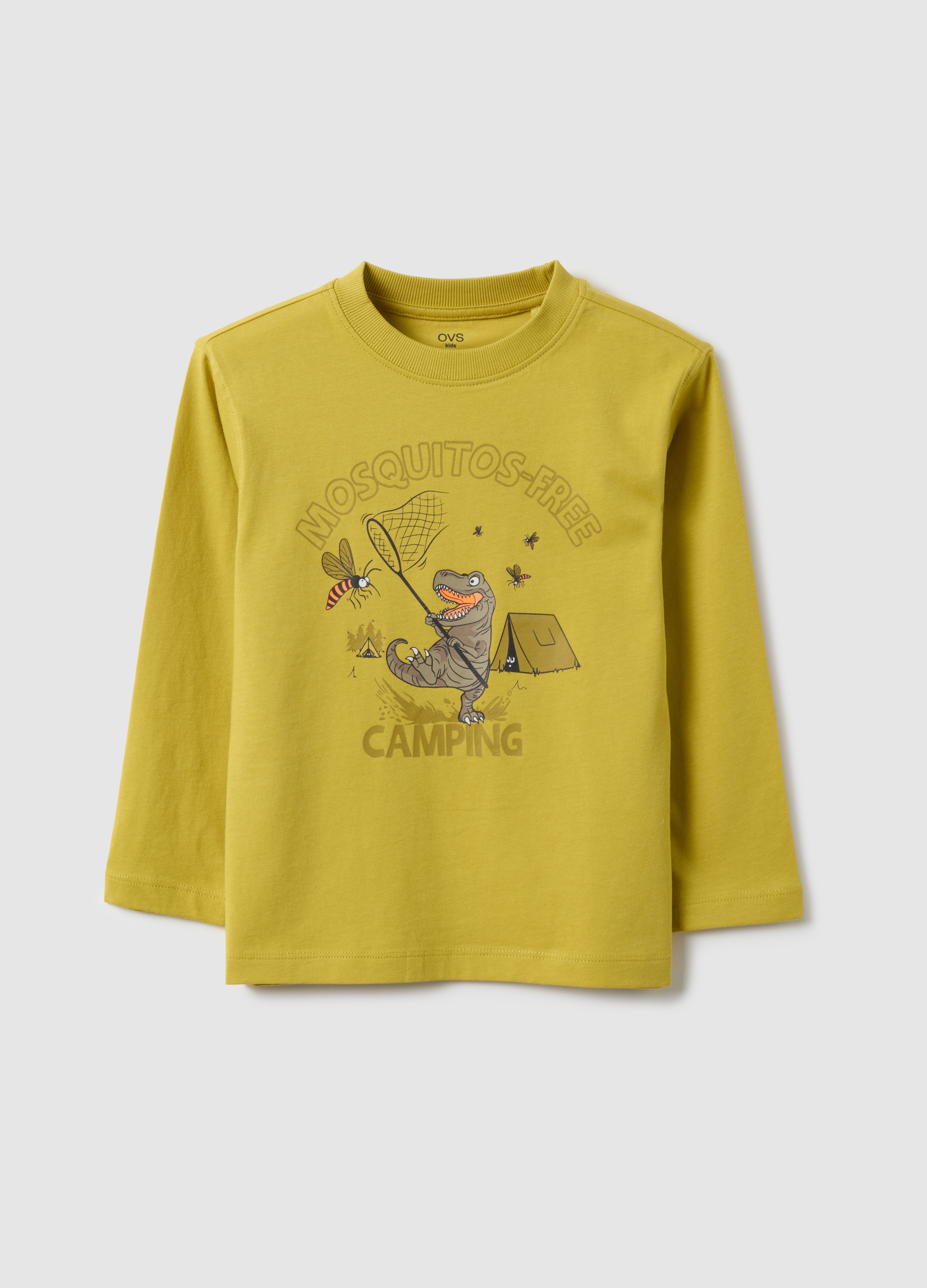 OVS KIDS, T-shirt In Puro Cotone Beige Da Bambino Regular Fit Con Stampa, Beige, Taglia: 4-5