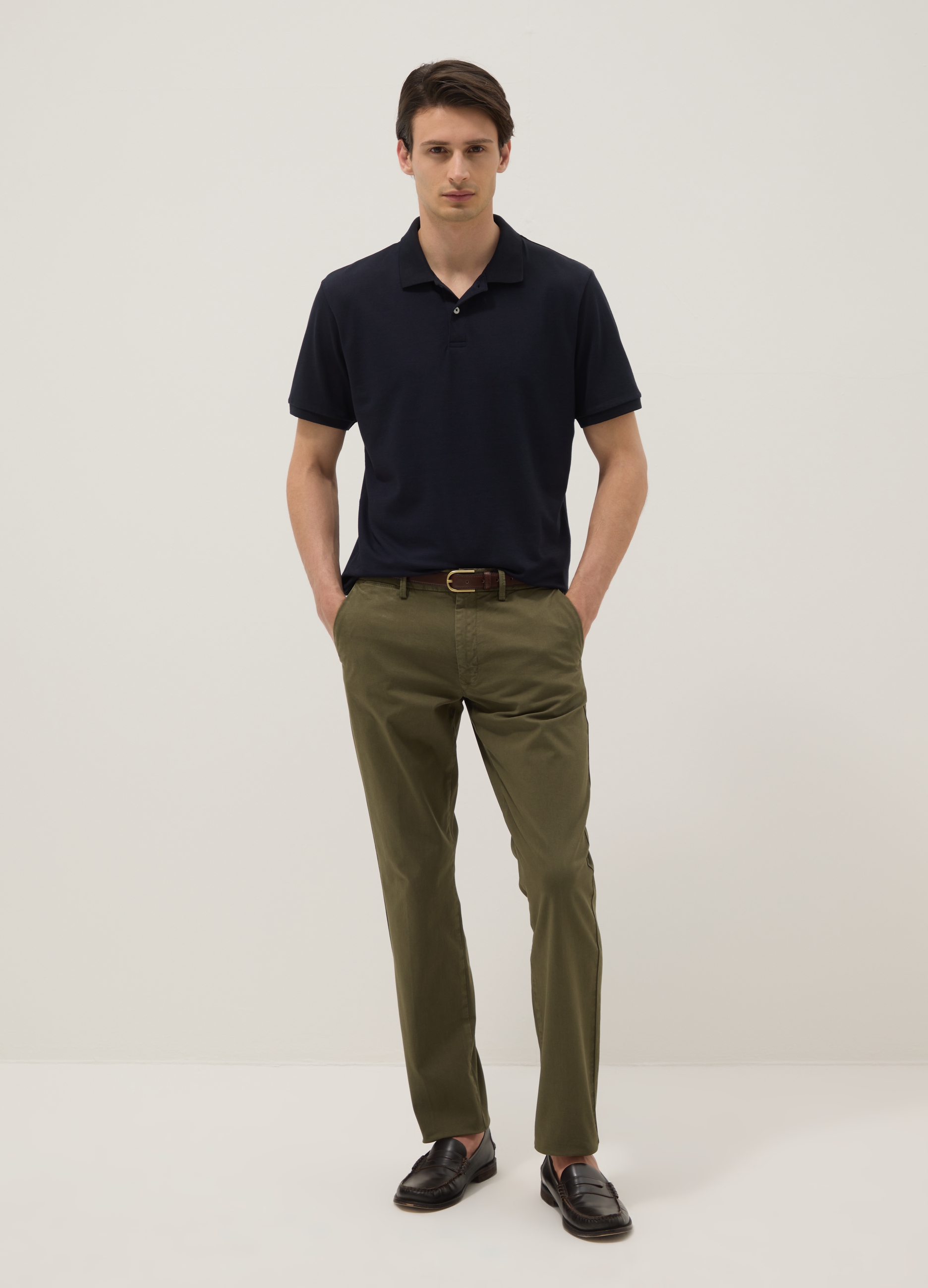 OVS, Pantaloni Chino Verdi In Cotone Elasticizzato Slim Fit, Uomo, Verde, Taglia: 56