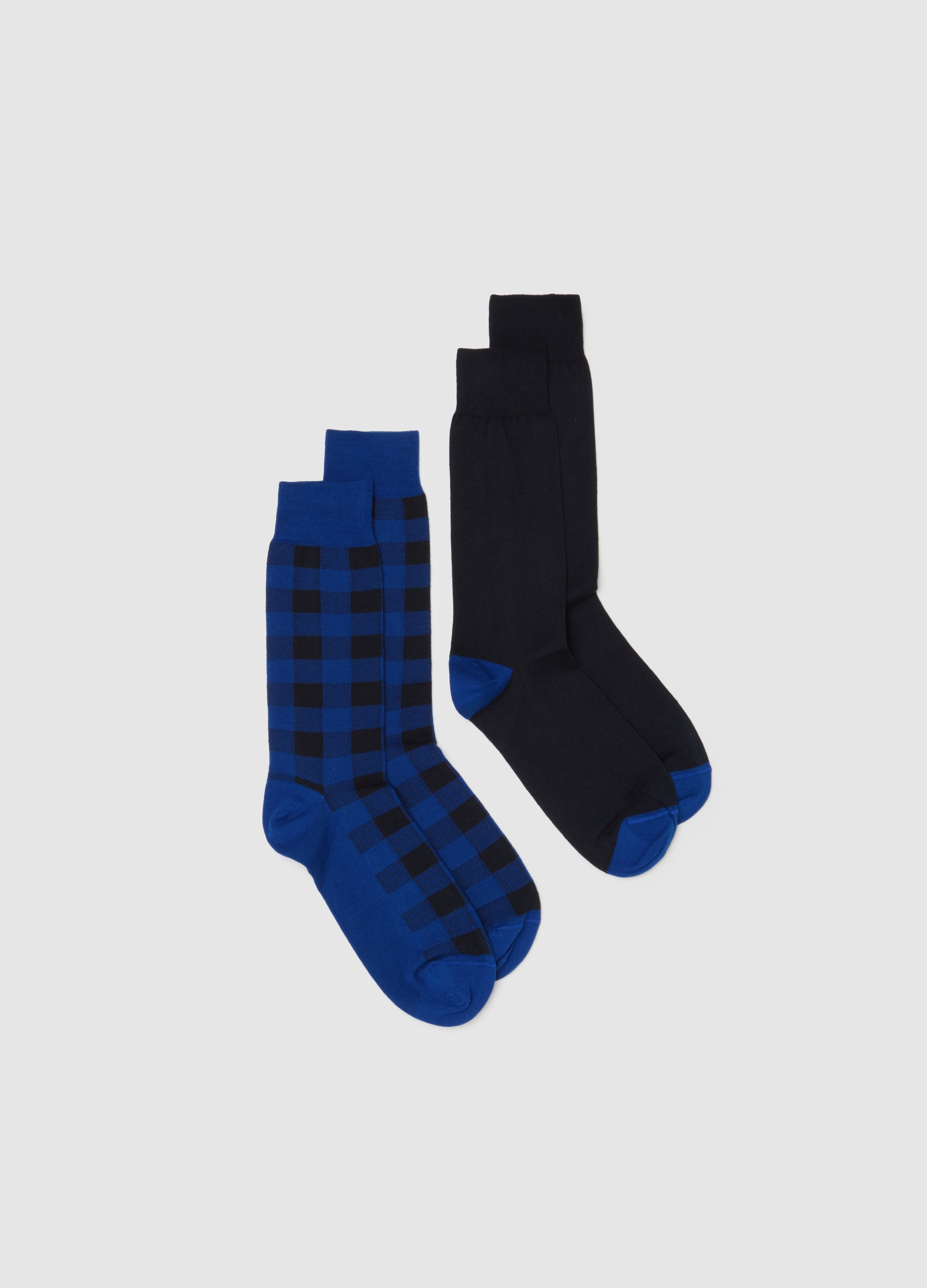 Bipack De Calcetines De Algodón Multicolor Elásticos, Hombre, Azul/Negro, Talla: 38/42