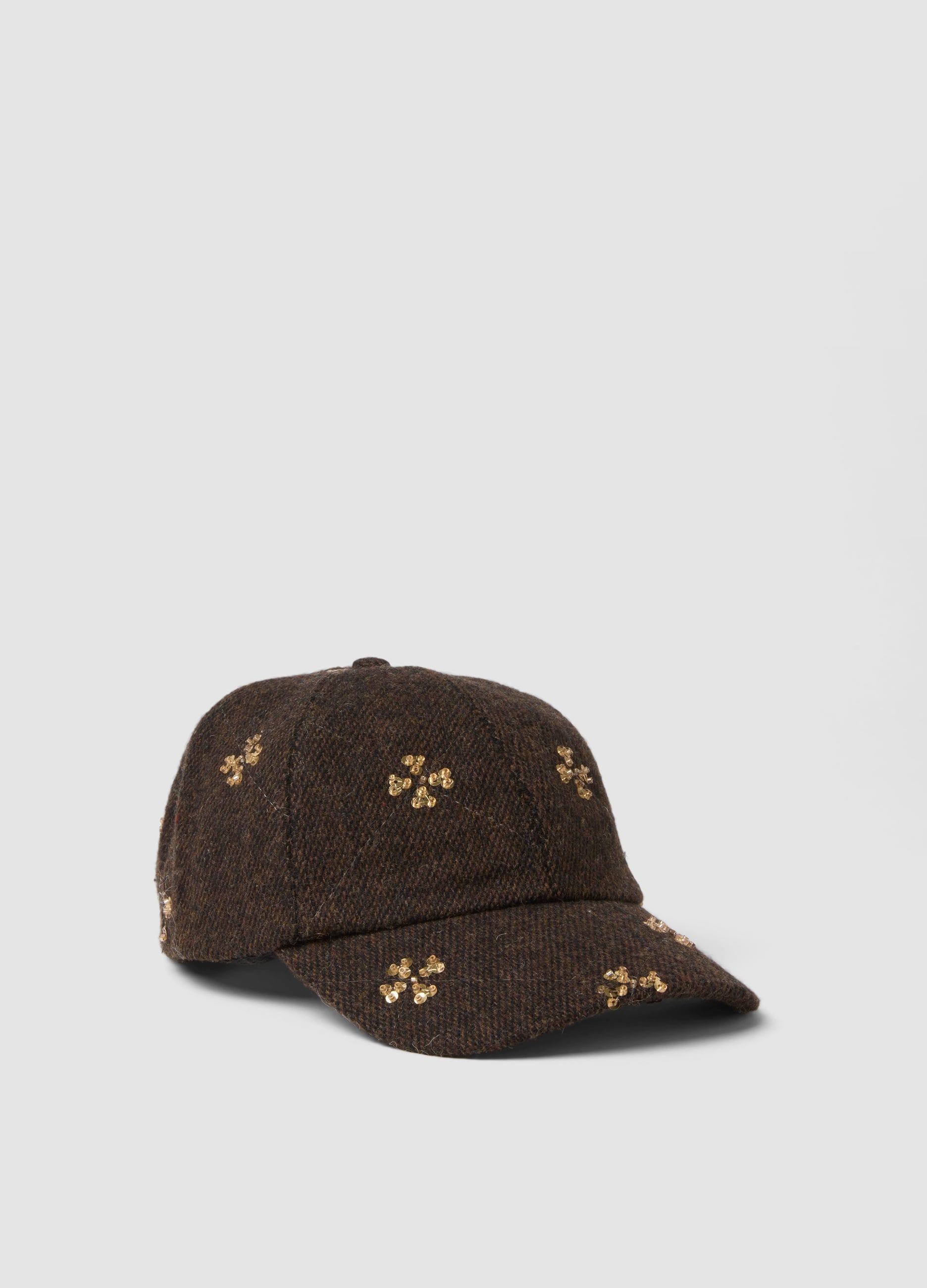 LES COPAINS , Cappello Marrone In Misto Lana E Viscosa Con Paillettes, Frau, Nero, Größe: FASUL