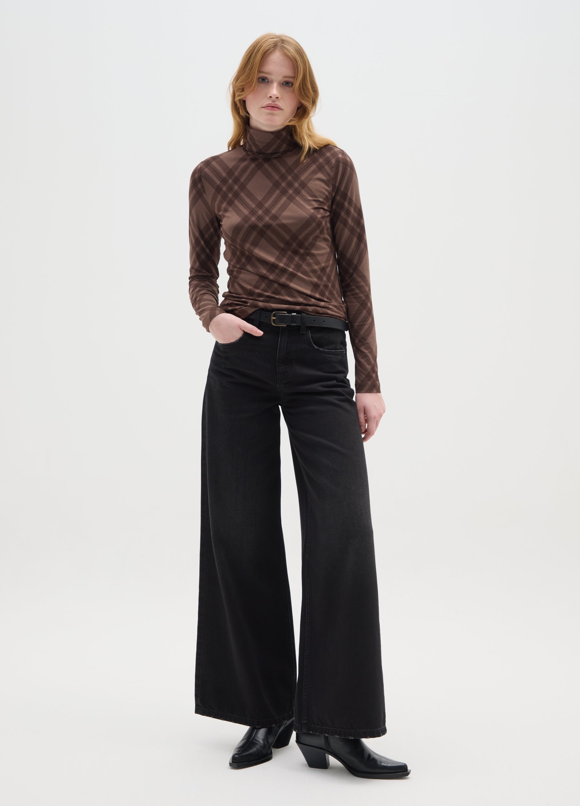 OVS, Maglia Marrone Con Stampa A Quadri, Donna, Marrone, Taglia: XL