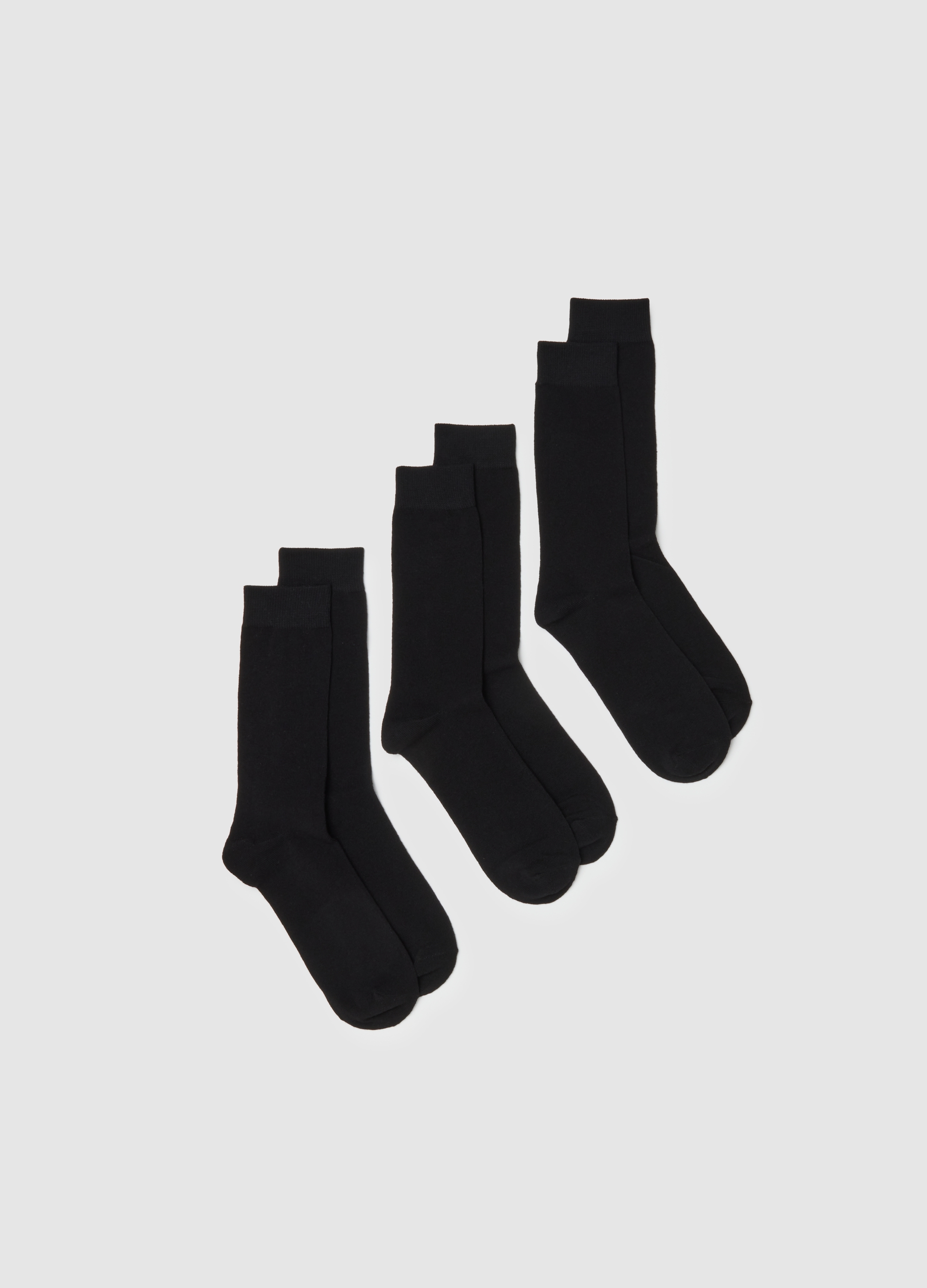 Paquete De Tres Calcetines Negros De Algodón Elástico, Hombre, Gunmetal, Talla: 38/42