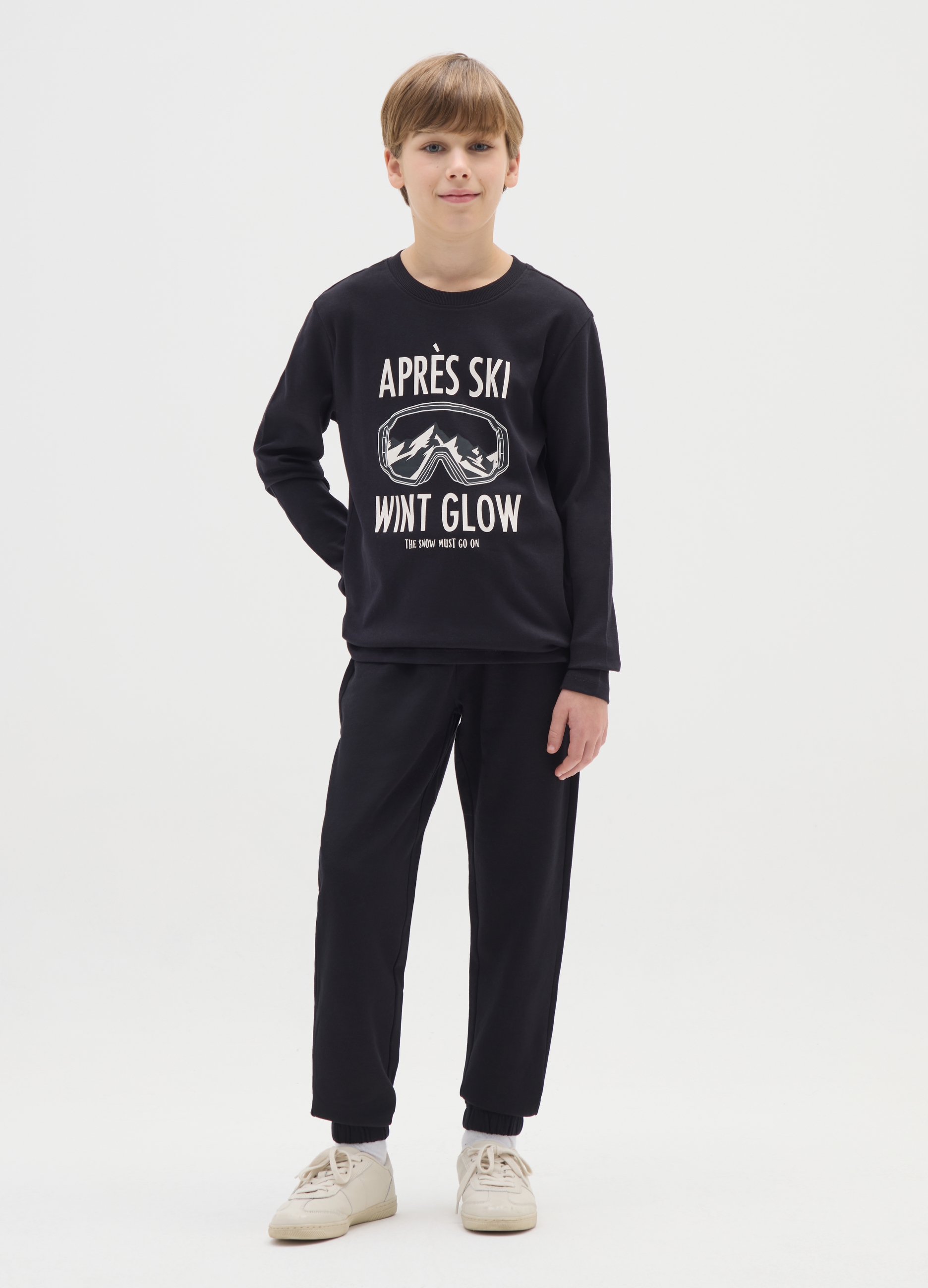 OVS KIDS, Pantaloni Jogger Da Ragazzo In Puro Cotone Nero Regular Fit, Bambino, Nero, Taglia: 13-14