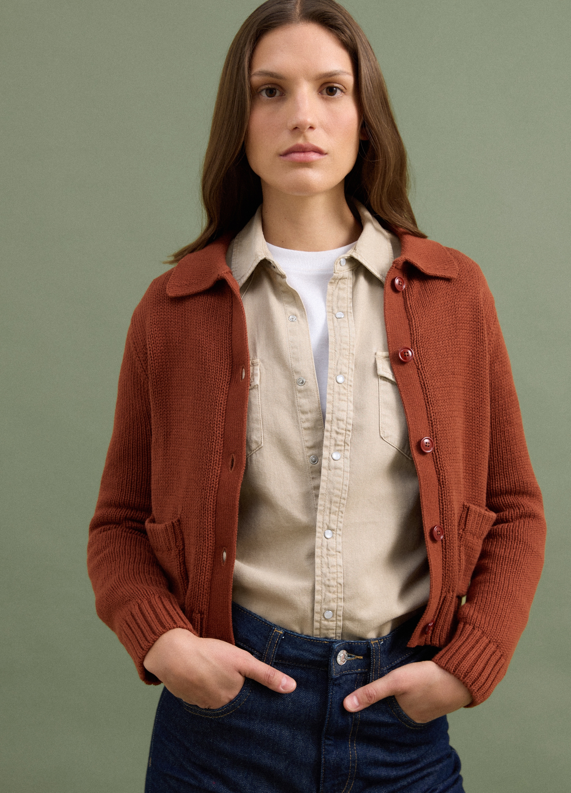 PIOMBO, Cardigan Rosso In Puro Cotone Con Bottoni Regular Fit, Donna, Rosso, Taglia: XS