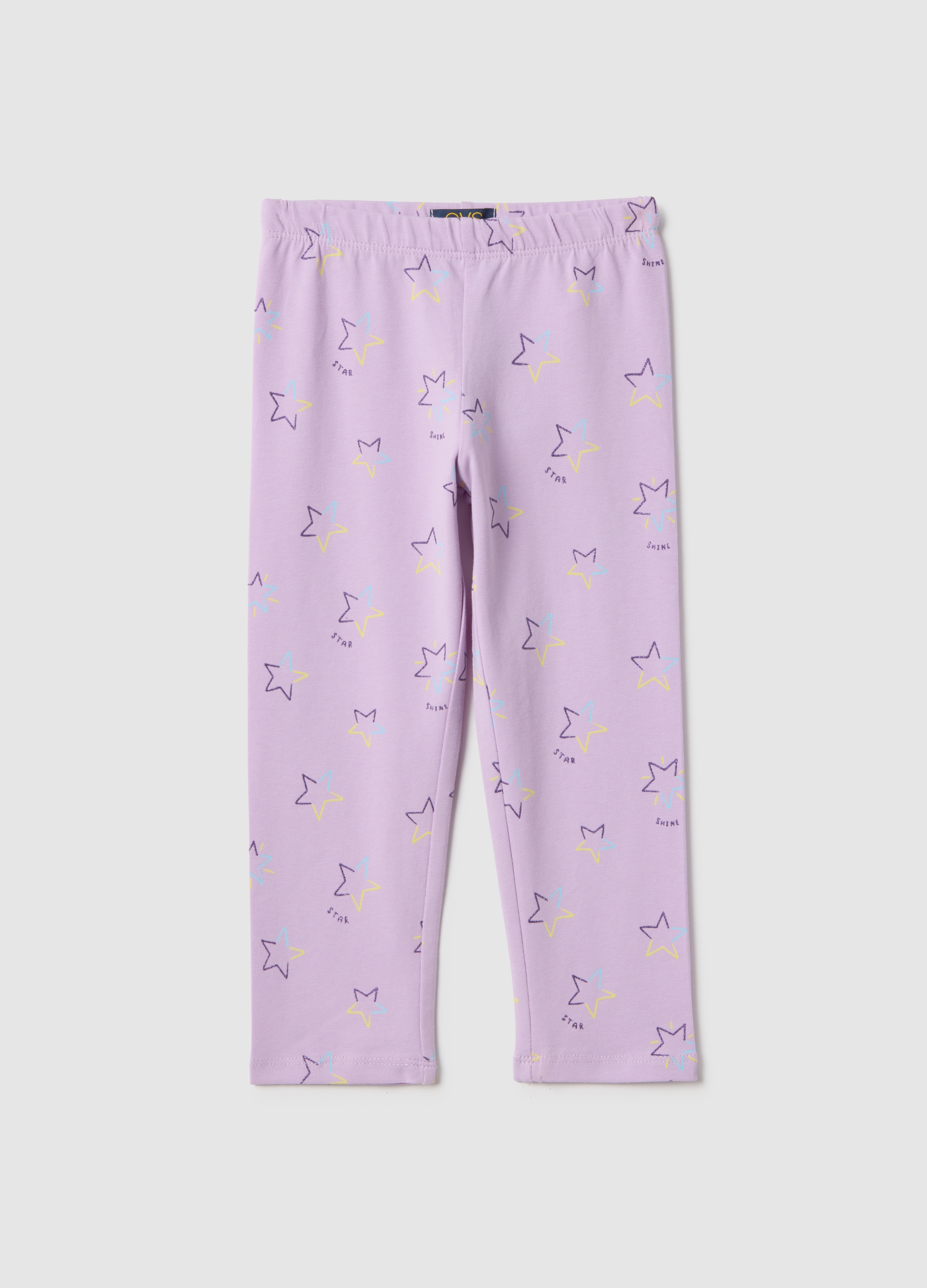 OVS KIDS, Leggings Ajuste Skinny Para Niñas, En Algodón Elástico Púrpura Con Estrellas, Niña, Lila claro, Talla: 4-5