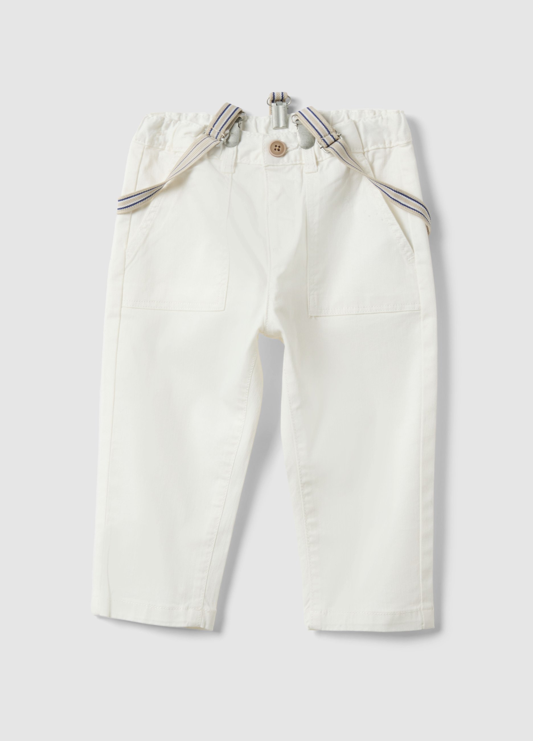 FAGOTTINO, Pantalones Blancos De Algodón Elástico Regular Fit Para Niño, Niño, Blanco óptico, Talla: 24-30