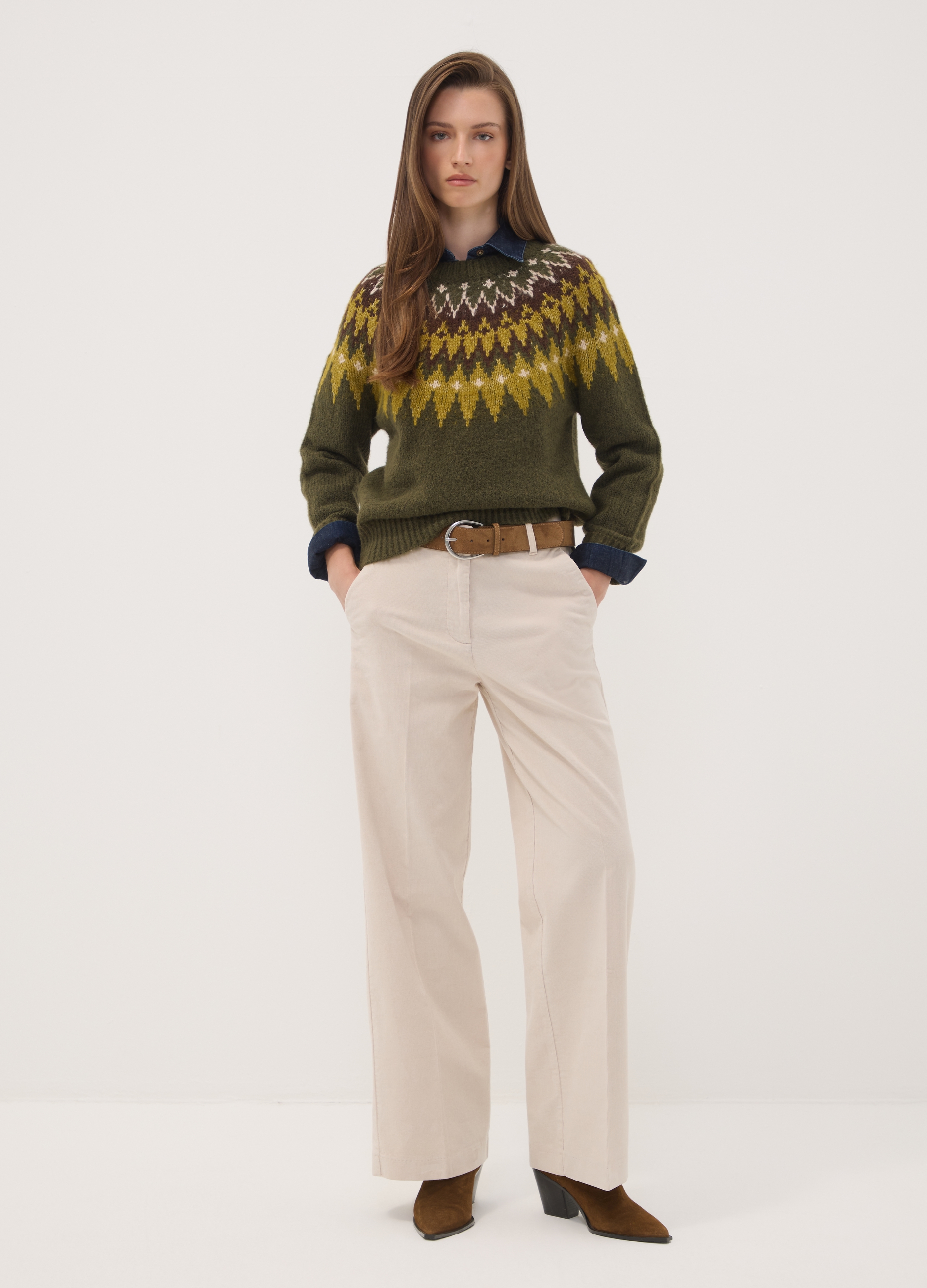 OVS, Pantaloni The Iconic Pants Beige In Cotone Elasticizzato A Coste Straight Fit, Donna, Beige, Taglia: 42