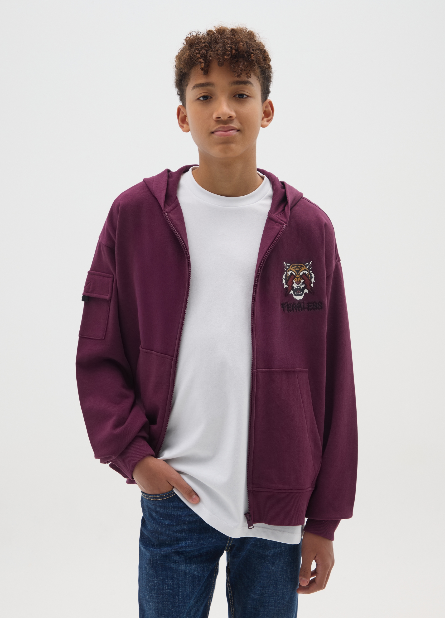 OVS KIDS, Felpa Con Cappuccio Rossa Da Ragazzo In Puro Cotone Regular Fit, Bambino, Rosso, Taglia: 11-12