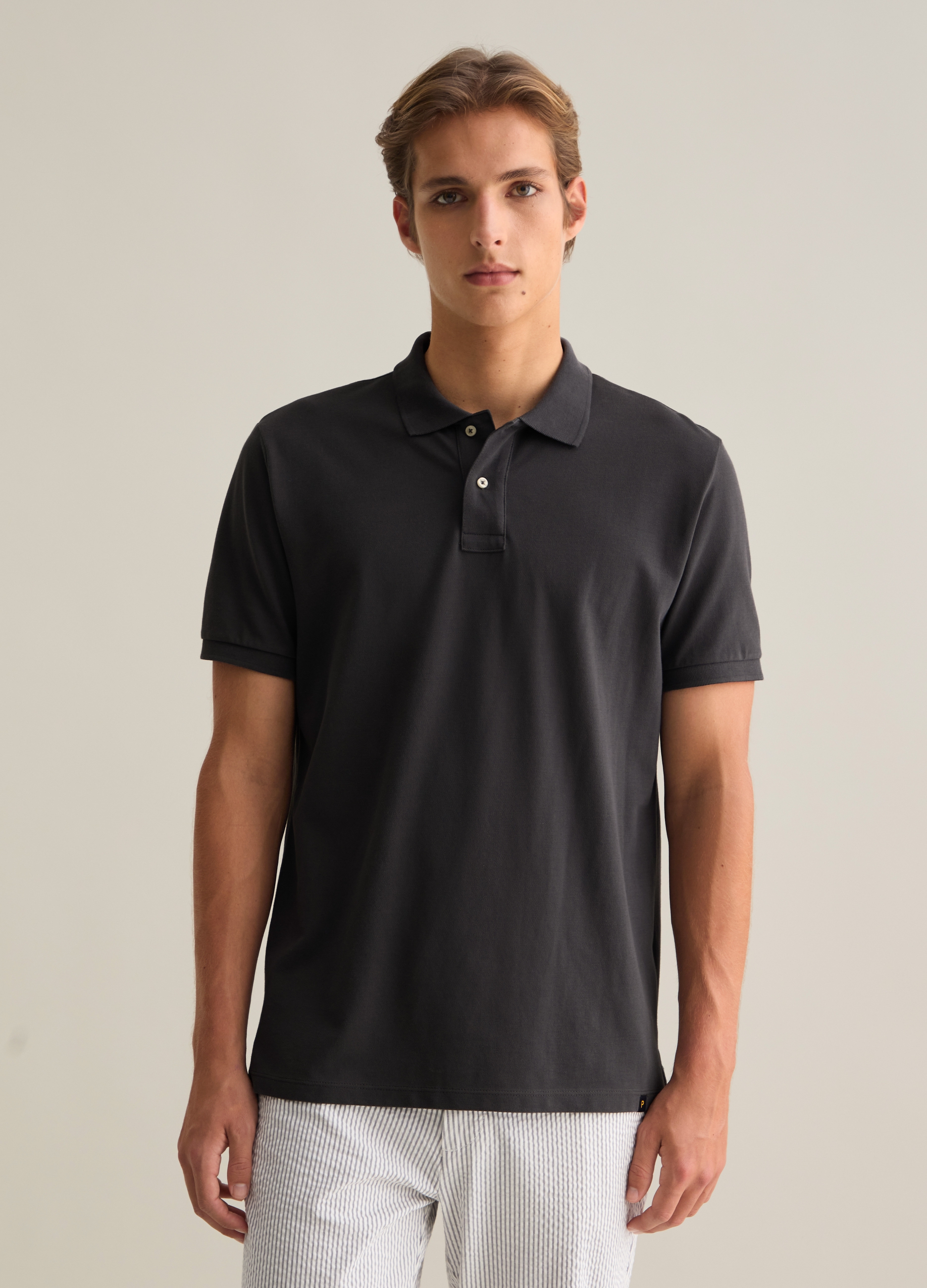 PIOMBO, Polo De Manga Corta Gris En Piqué De Algodón, Hombre, Gris, Talla: M