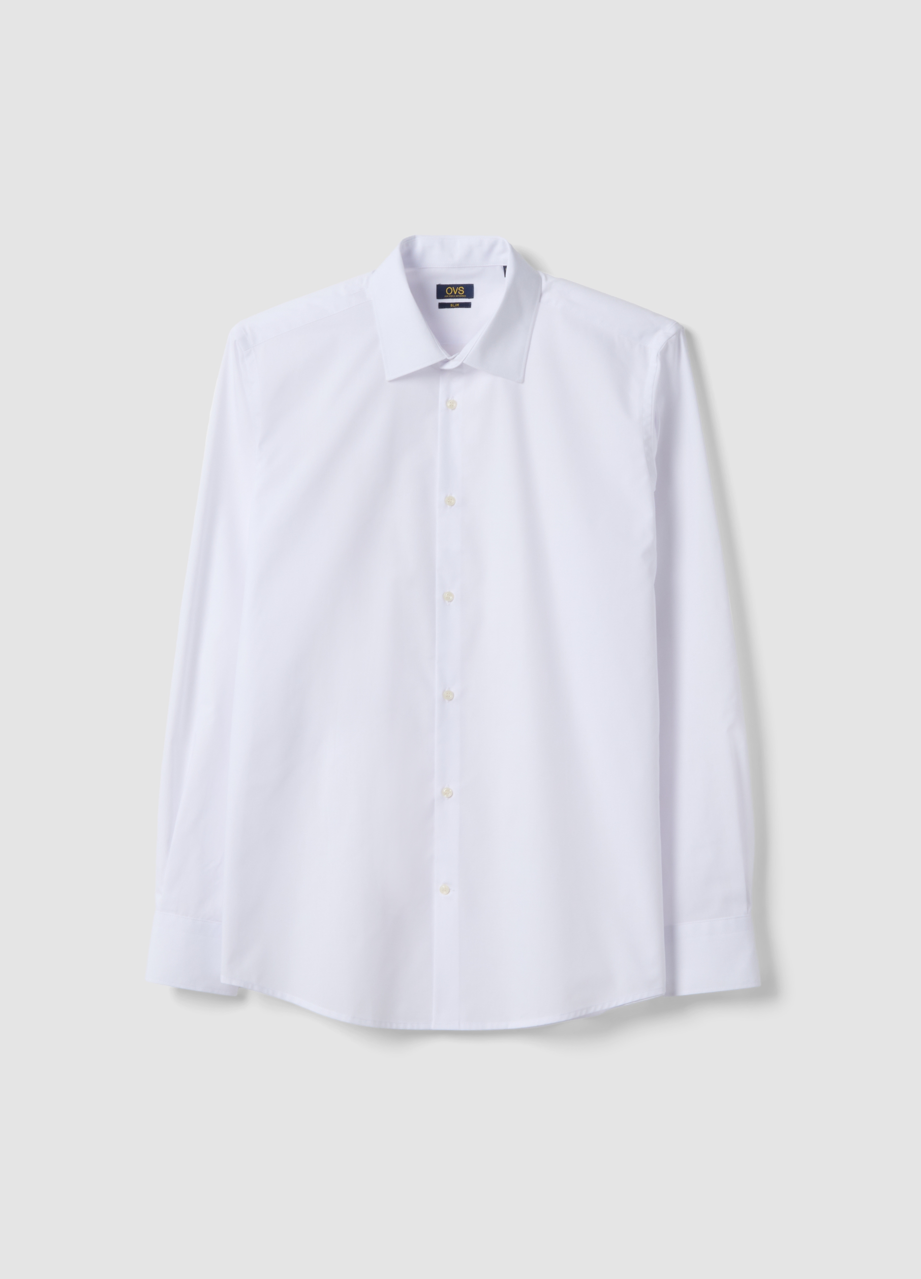 Camisa Blanca De Manga Larga En Mezcla De Algodón Slim Fit Fácil De Planchar, Hombre, Blanco óptico, Talla: 40