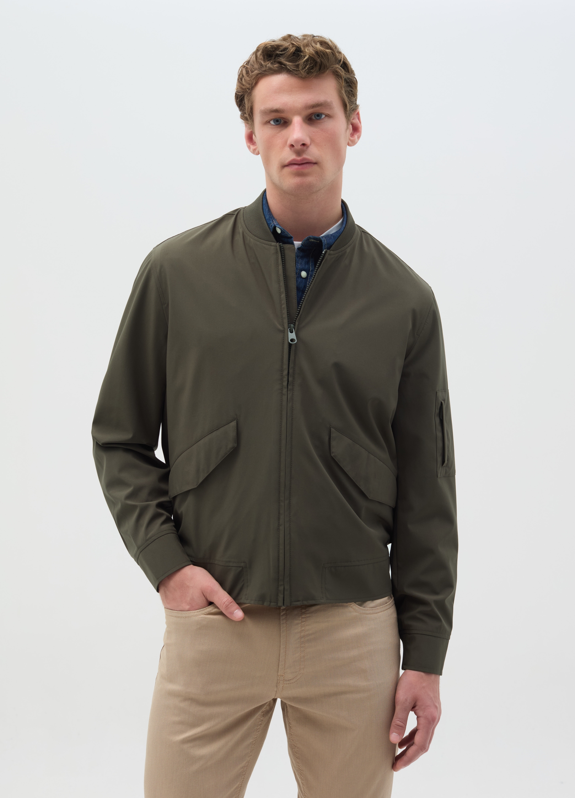 OVS , Bomber Leggero Full-zip, Uomo, Verde, Taglia: S