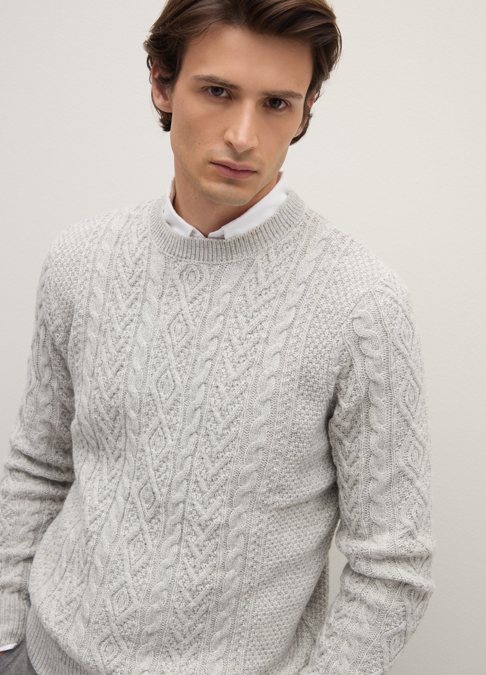 PIOMBO, Maglione Girocollo Grigio In Misto Lana, Uomo, Grigio, Taglia: XXL