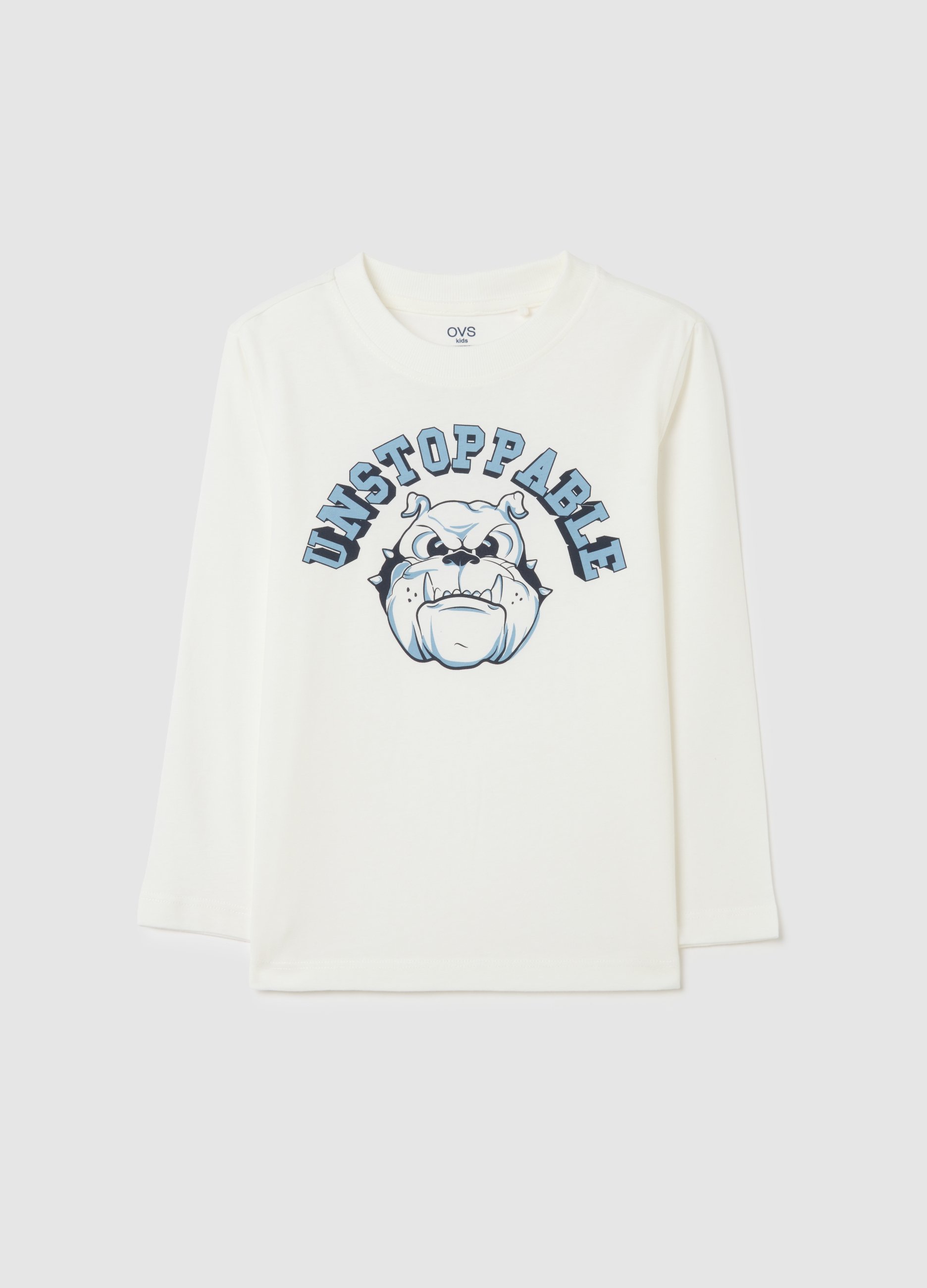 Camiseta Blanca De Algodón Puro Para Niños, Ajuste Regular Con Bulldog, Niño, Blanco óptico, Talla: 4-5