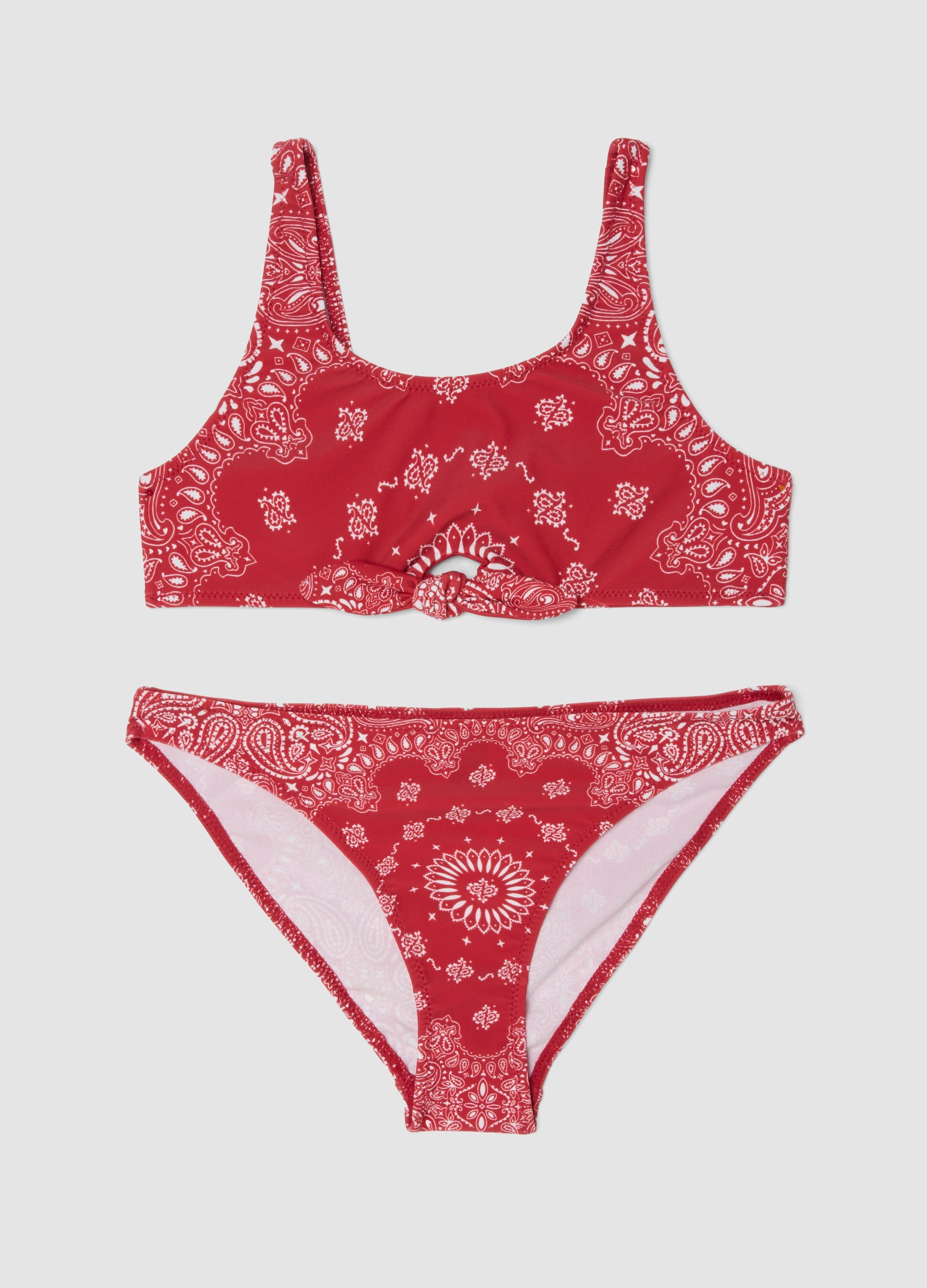 OVS KIDS, Bikini Rosso In Tessuto Elasticizzato Con Stampa Paisley Per Bambina, Niña, Rojo, Talla: 10-11