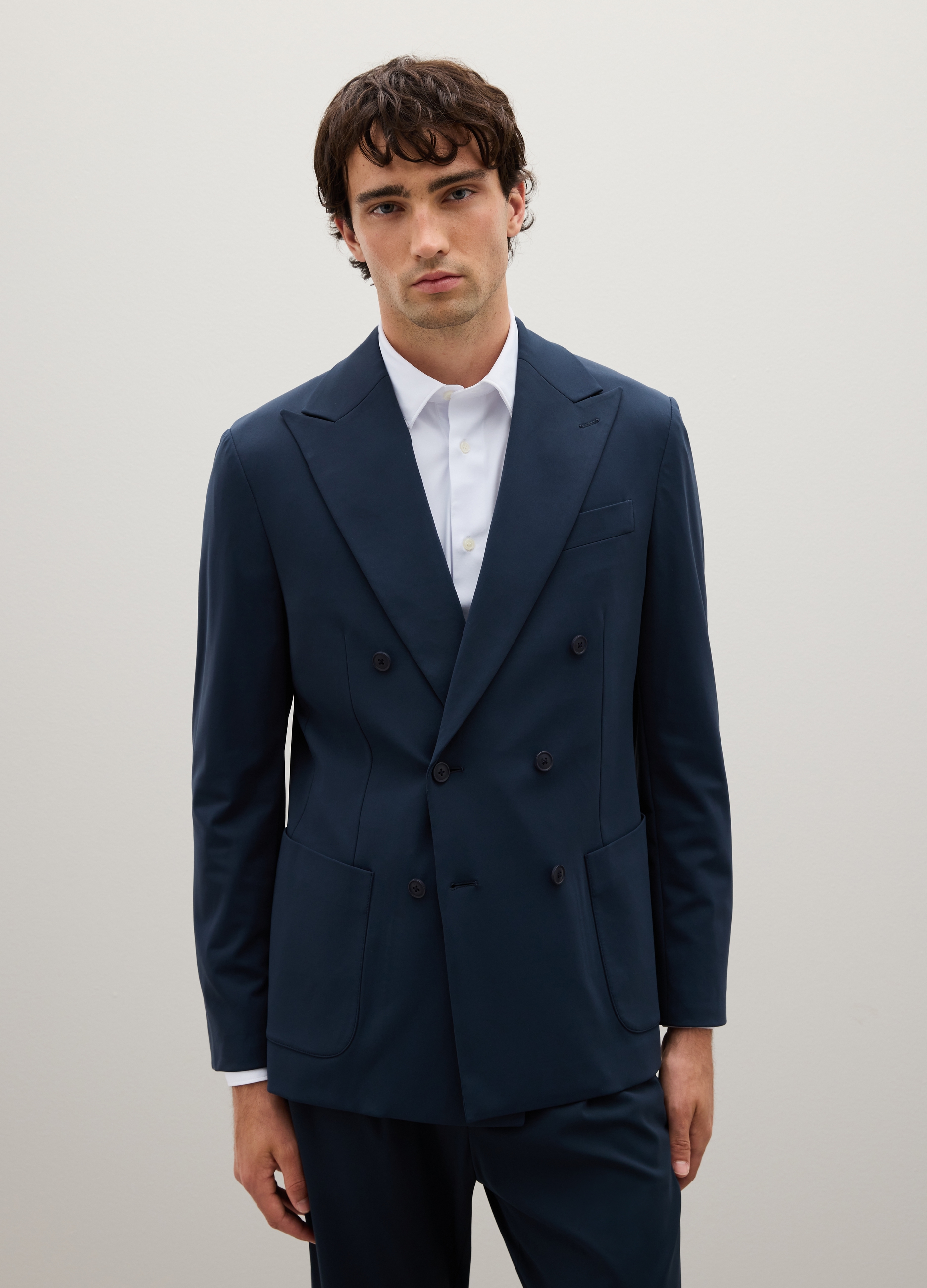 OVS, Blazer Azul De Tejido Elástico Ajustado, Hombre, Azul oscuro, Talla: 56