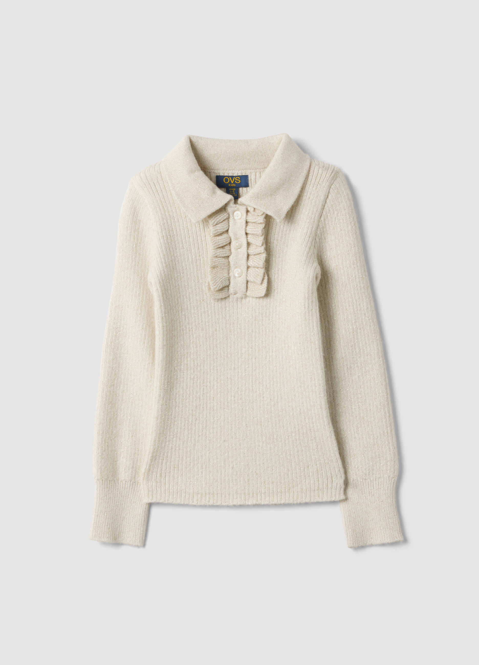 OVS KIDS, Maglia Bianca In Misto Viscosa A Costine Per Bambina, Bianco, Taglia: 4-5