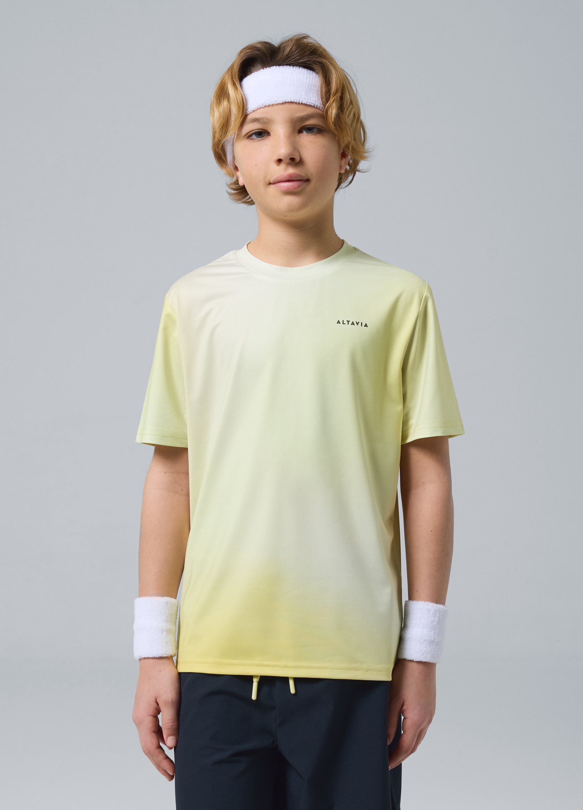 ALTAVIA COURT, T-shirt Sportiva Gialla In Tessuto Tecnico Elasticizzato Con Effetto Tie-dye Per Bambino Altavia Court, Giallo, Taglia: 14-15