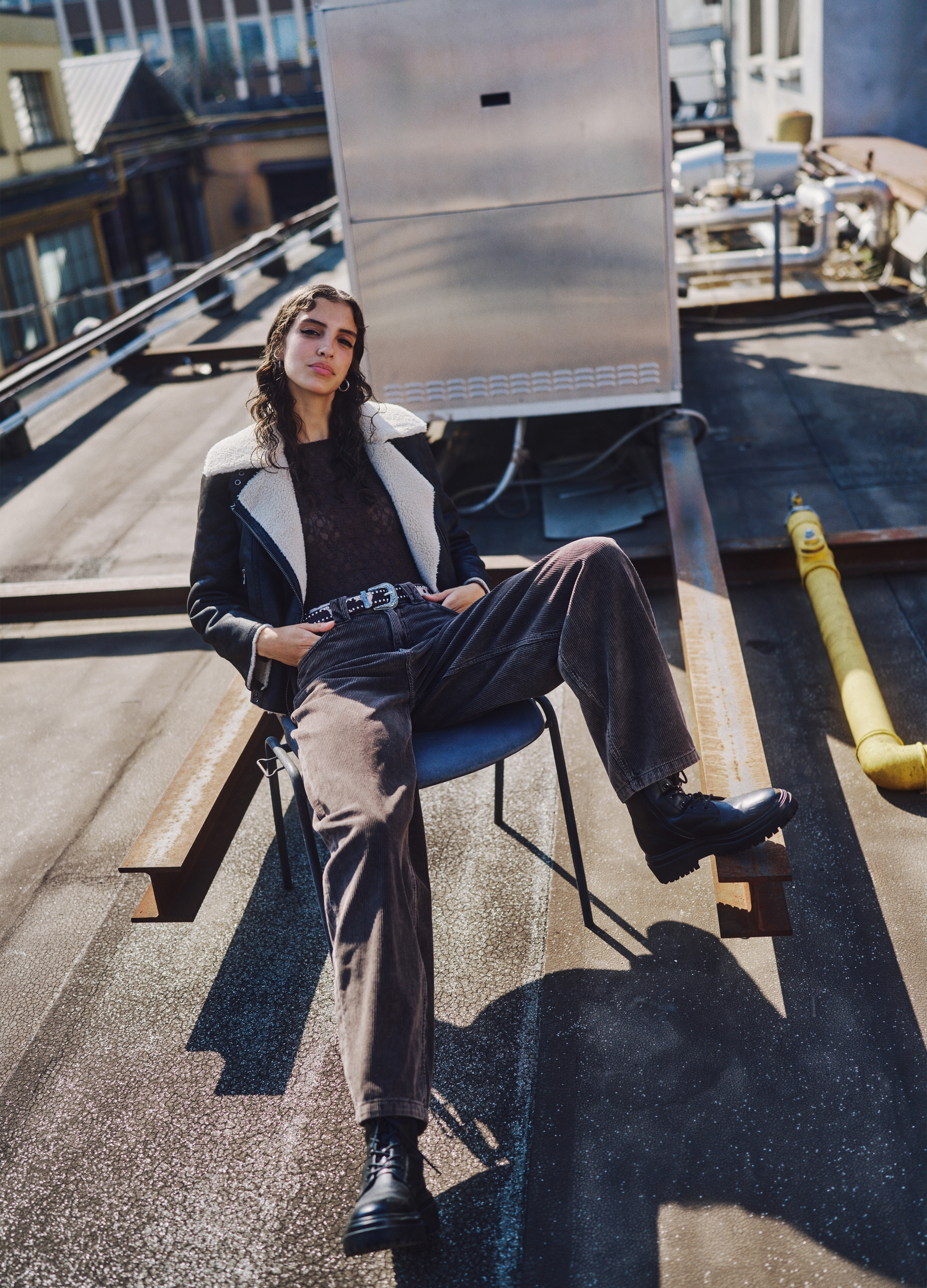 B.ANGEL, Pantaloni Baggy Marroni In Puro Cotone A Coste Relaxed Fit, Donna, Marrone, Taglia: 46