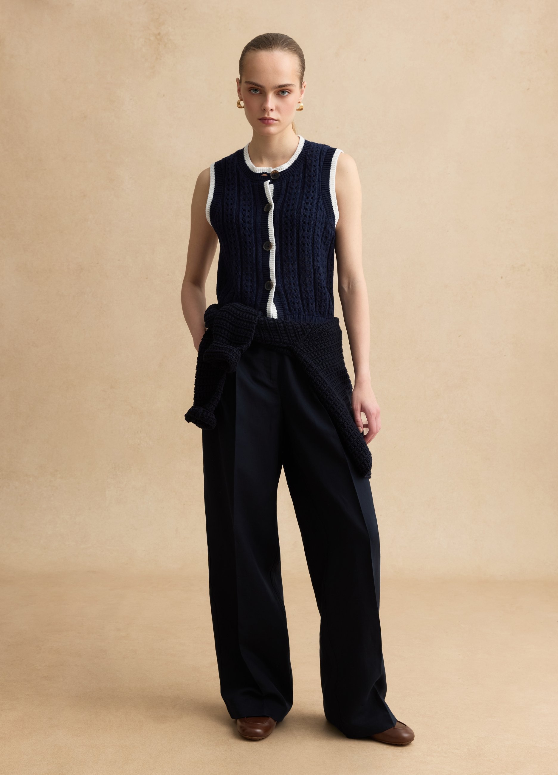 LES COPAINS, Gilet In Puro Cotone Multicolor Regular Fit Con Design Intrecciato, Donna, Multicolor, Taglia: M