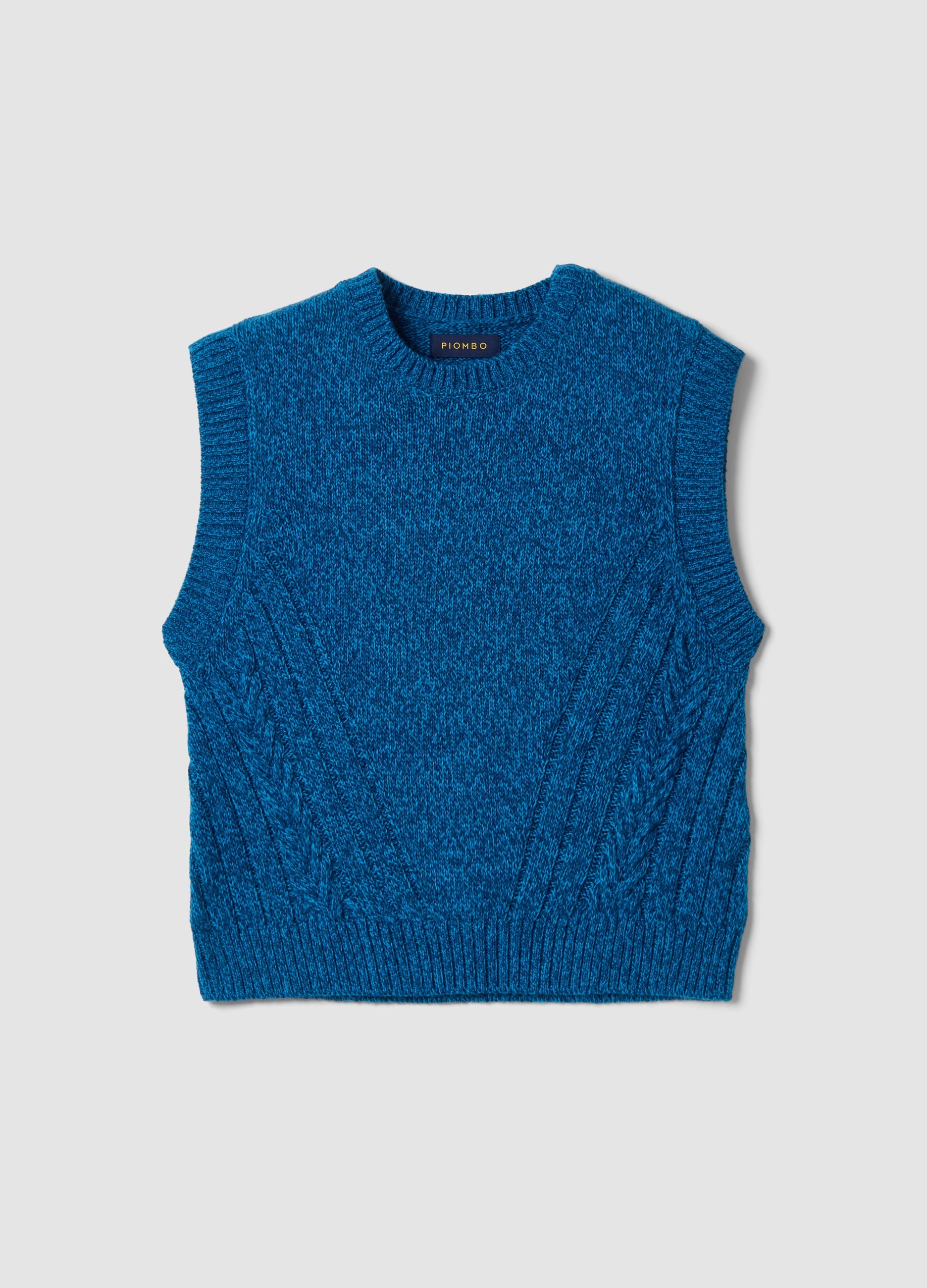 PIOMBO, Gilet Blu In Misto Lana Con Girocollo Over Fit, Donna, Blu, Taglia: S